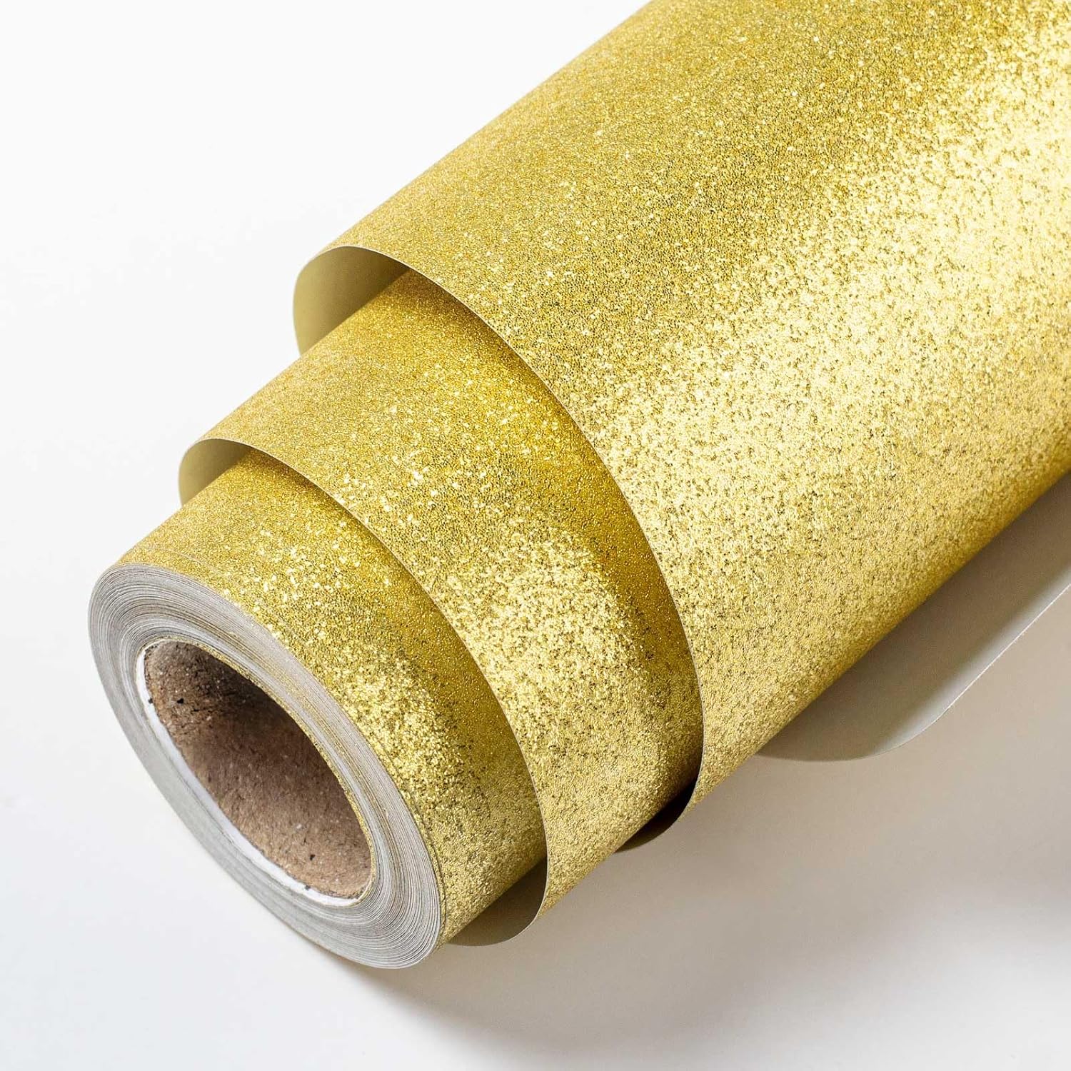 Homeral Glitter Wrapping Paper Roll-46.8 sq.ft.- Sparkle Gold for Christmas, Birthday, Bridal Shower, Wedding, Party, Holiday-17in x 32.8ft 1 roll (Pack of 1) Glitter Gold