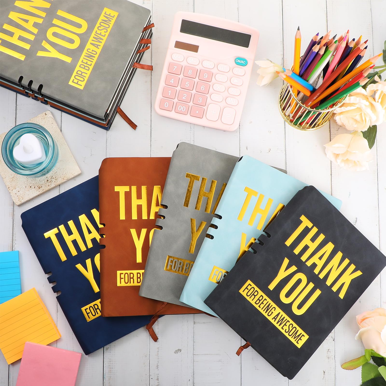 Yexiya 10 x Dankeschön-Geschenke für Mitarbeiter, A5, Leder-Notizbücher, inspirierende Notizbücher, Dankeschön für Being Awesome Patientenzugang, Woche, Wertschätzungsgeschenke für Lehrer,