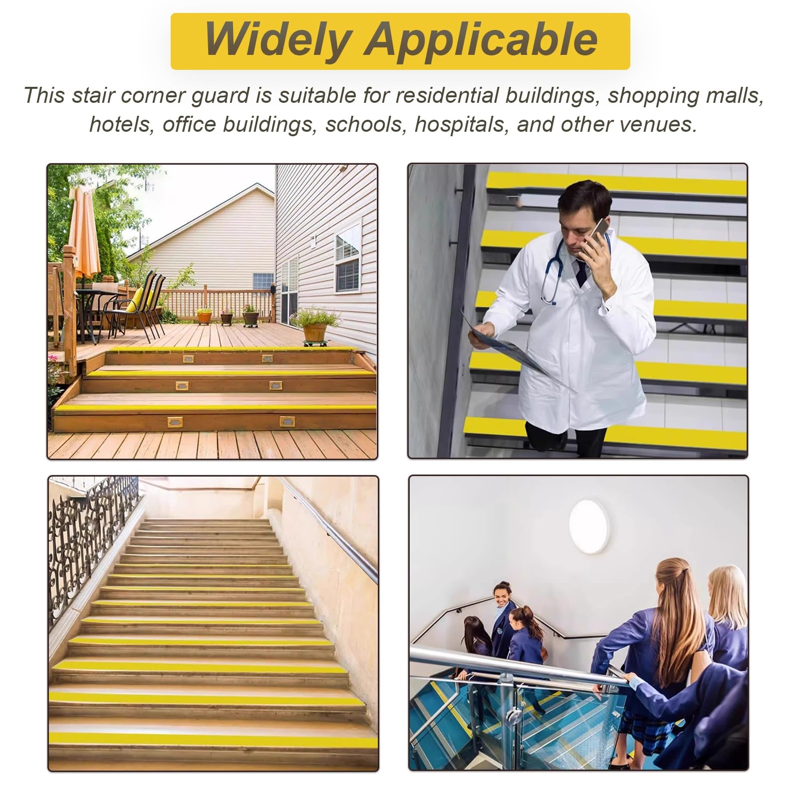 Perfil de Transición para Suelo Protector de Borde de Escalera de Goma Autoadhesivo, Antideslizante, Impermeable, Cinta Protectora para Escalones de Interior y Exterior(Green,W10cm H4cm L8m)