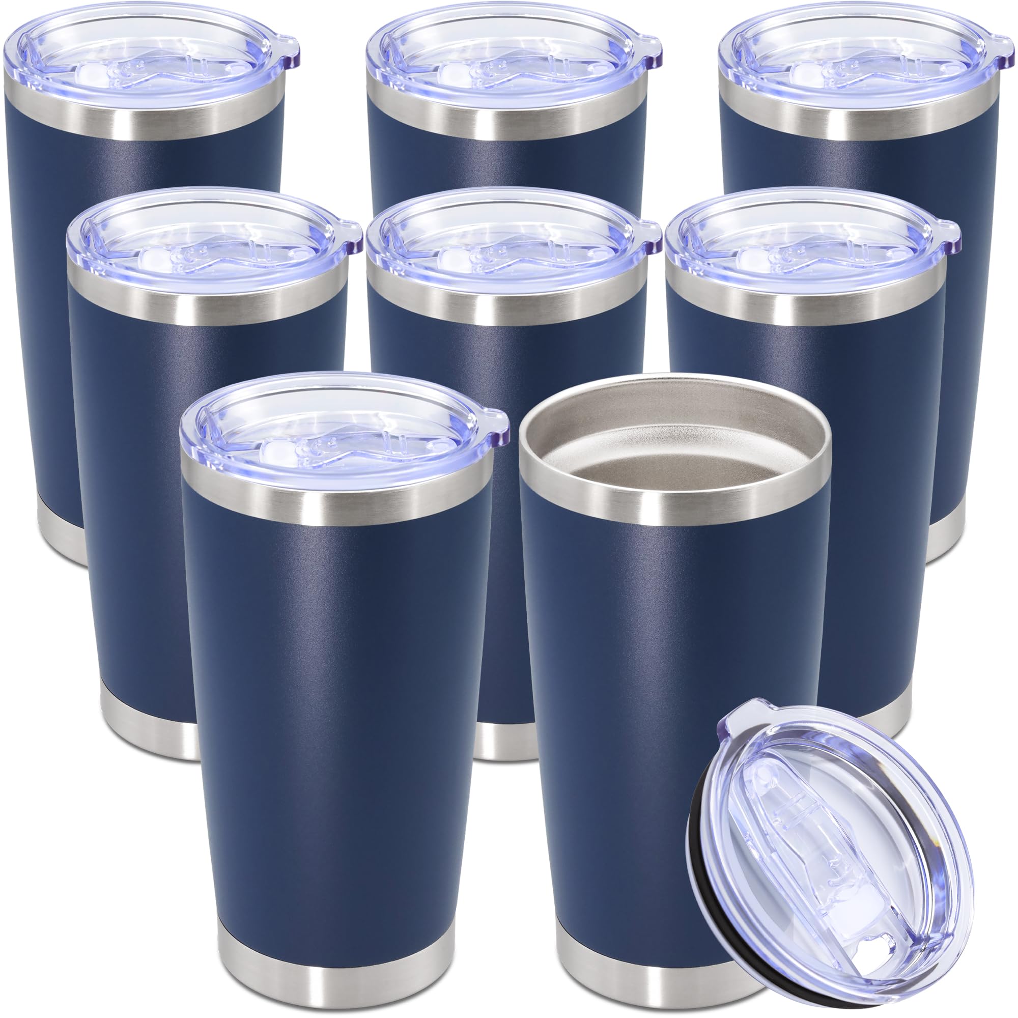 567 g Tumbler Edelstahl Tumbler Kaffeebecher mit Deckel Navy 8P | Vakuumisolierter doppelwandiger Reisebecher, langlebig, pulverbeschichtet, für heiße und kalte Getränke