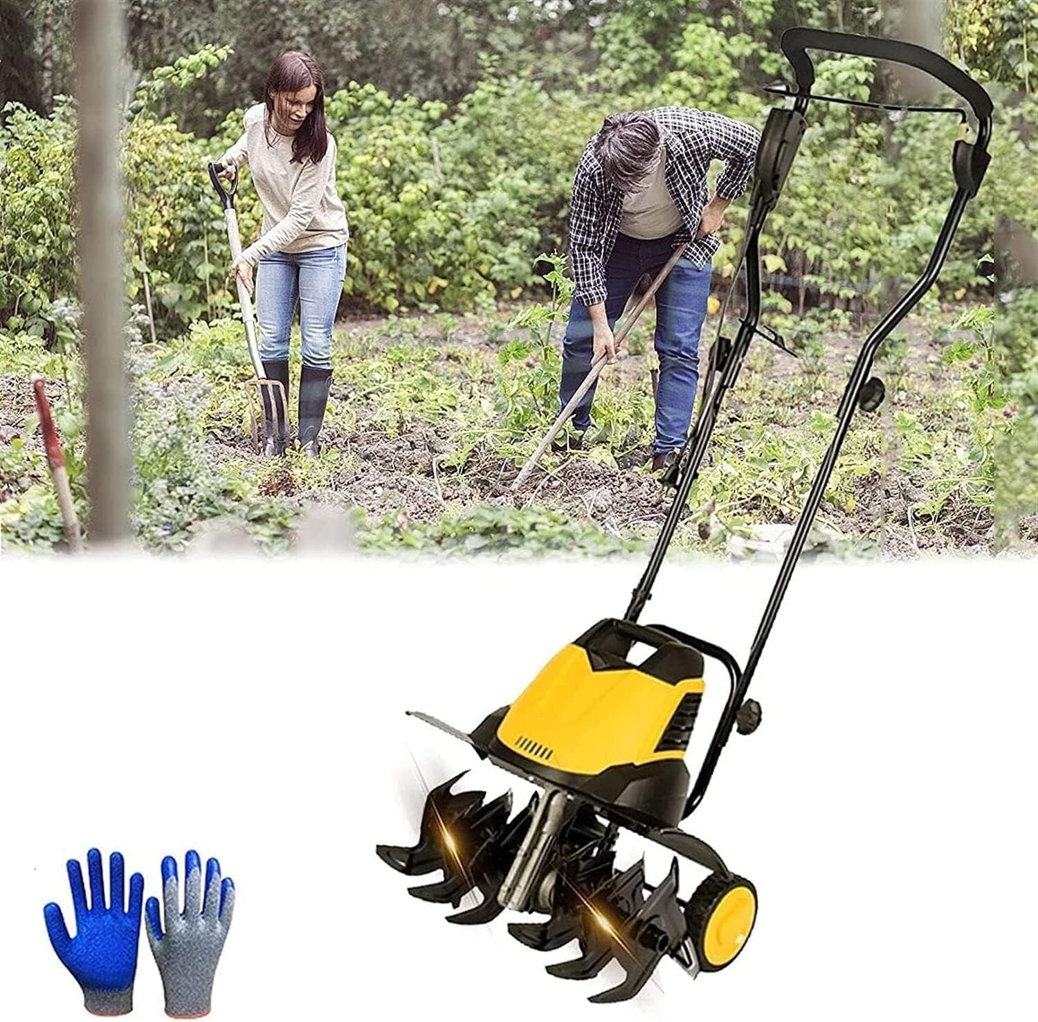 ZCX Rotavator Cordless Motozappa elettrica da giardino Garden Gear, coltivatore elettrico a basso rumore da 2400 W, larghezza di lavorazione 45 cm, profondità di lavoro 22 cm Attrezzi da Giardinaggio