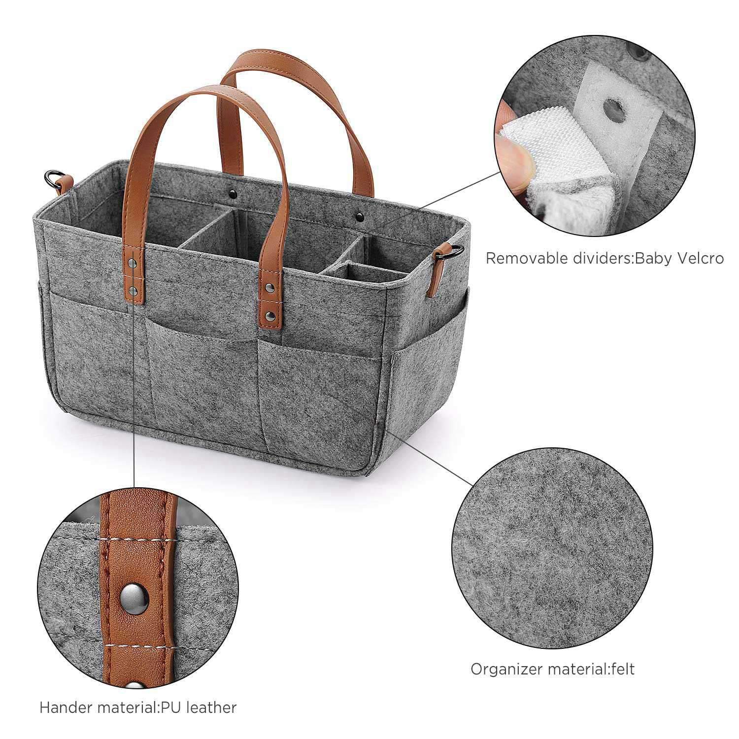 Organisateur De Couches Pour Bébé Support Portable Bac De Rangement Gris Foncé