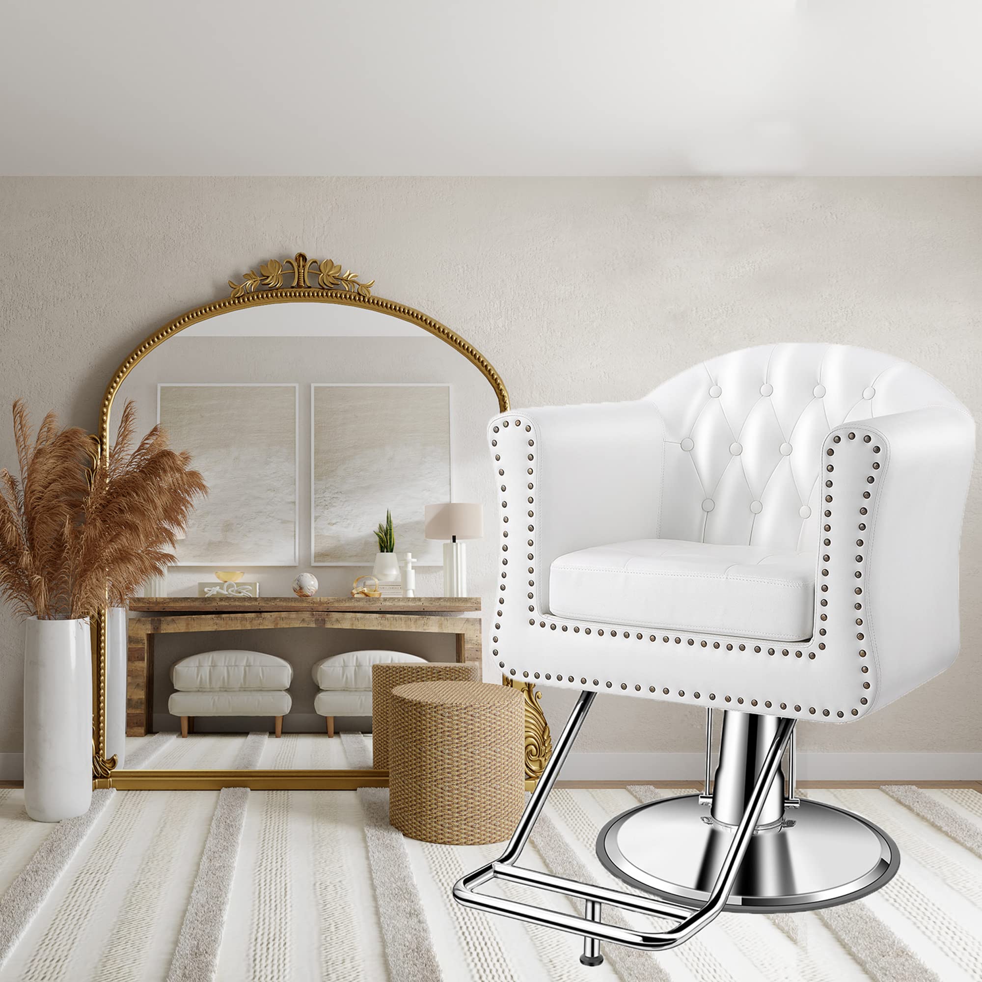 Buy Baasha Salon Chair, Salon Chair for Hair Stylist, White Salon Chair