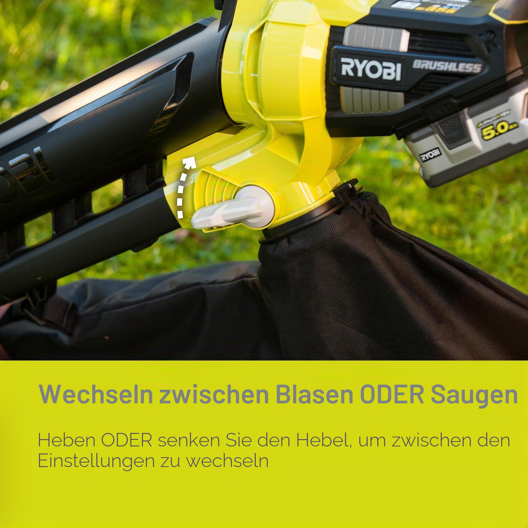 RYOBI 18 V ONE+ Brushless Akku-Laubsauger OBV18, Gebläsefunktion