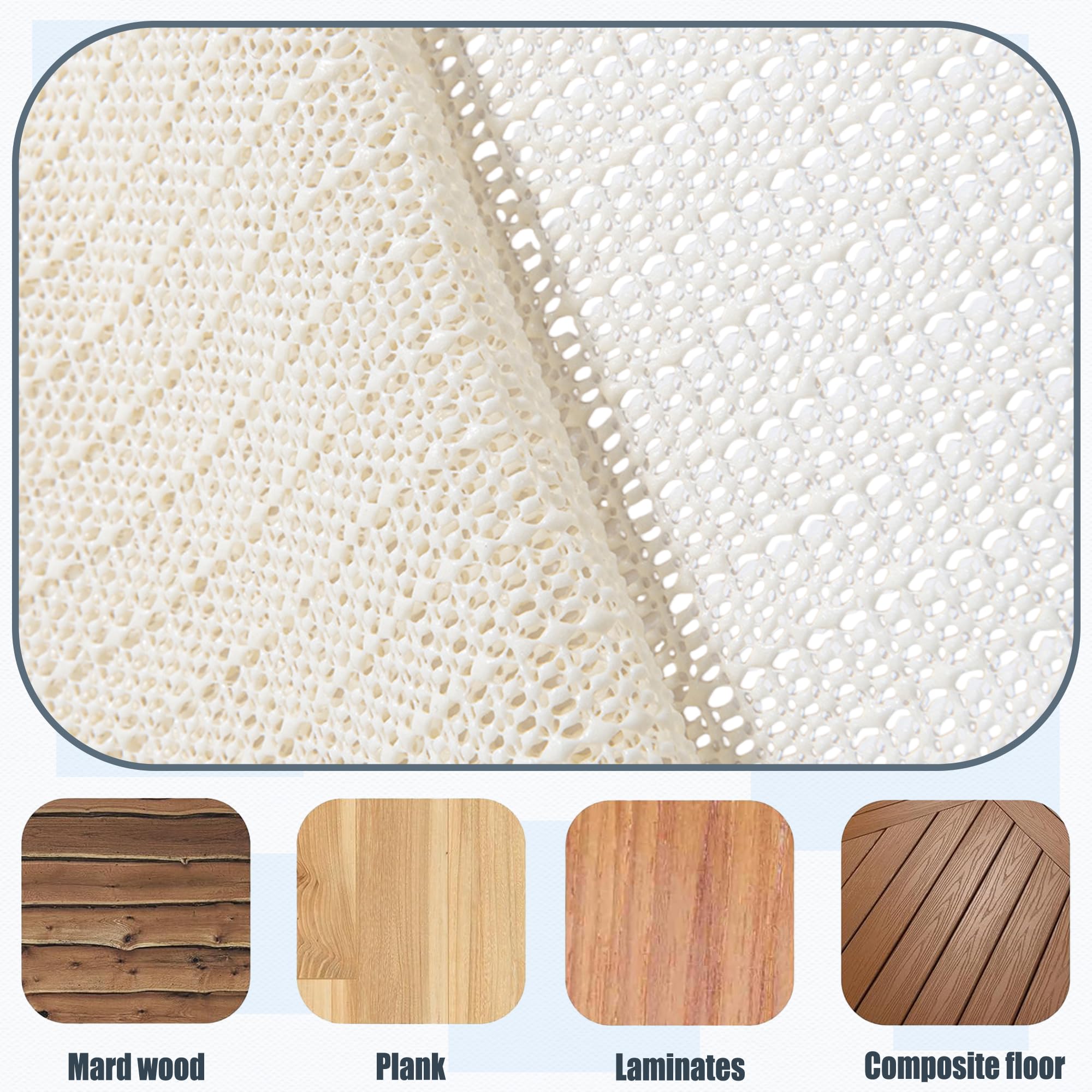 Rete Antiscivolo 200 x 200 cm Antiscivolo e Protezione Ferma Tappeto Tagliabile per Tappeti Parquet Scendiletto Cucina Auto Tampone Scaffali Lavabile, bianco