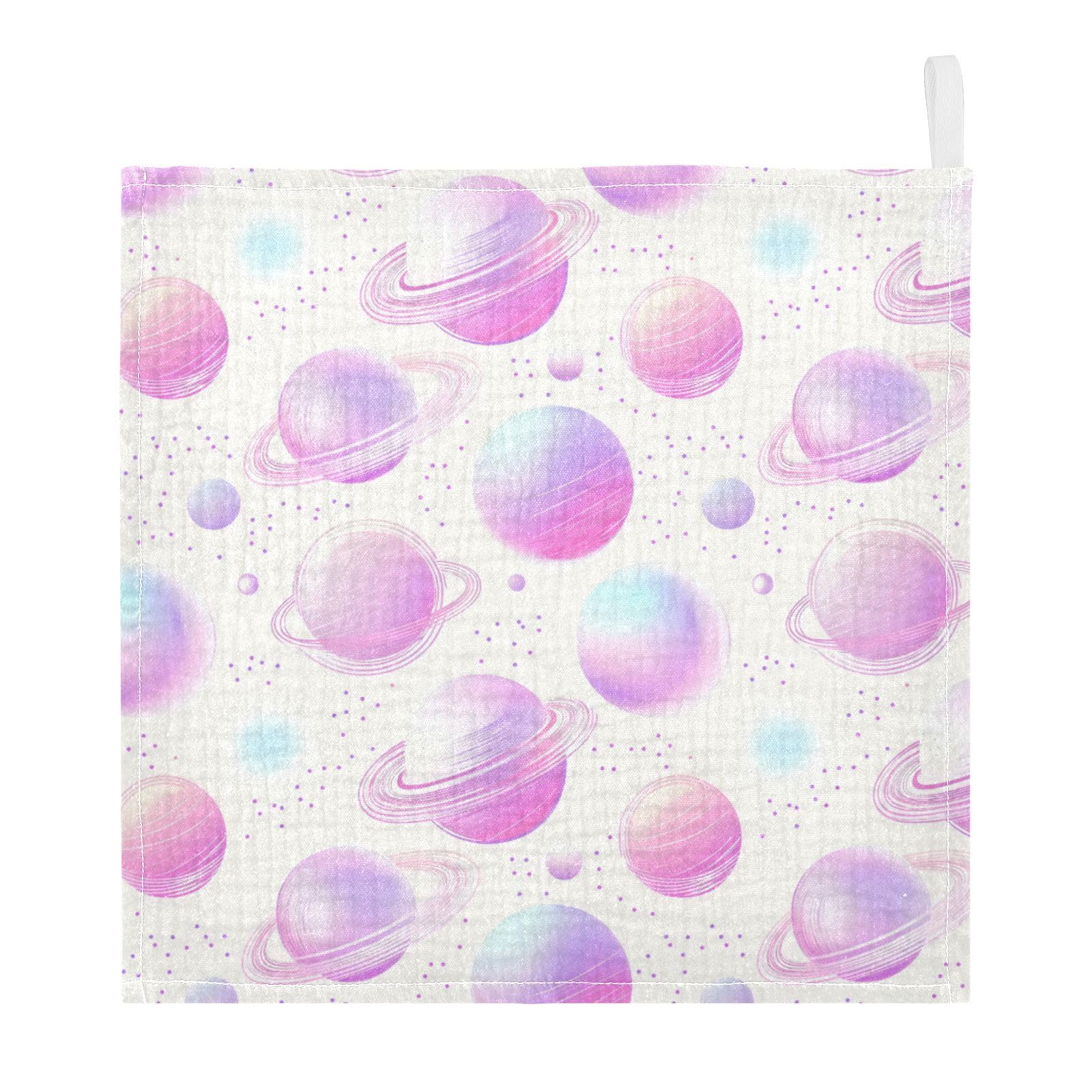 vvfelixl Planets and Rings Baby Burp Cloths Baby Muslin Washcloths for Boys Girls Cotton Babys Face Towel for Newborn Infants Soft and Absorbent 11.8 X 11.8 in, 5 Pack
