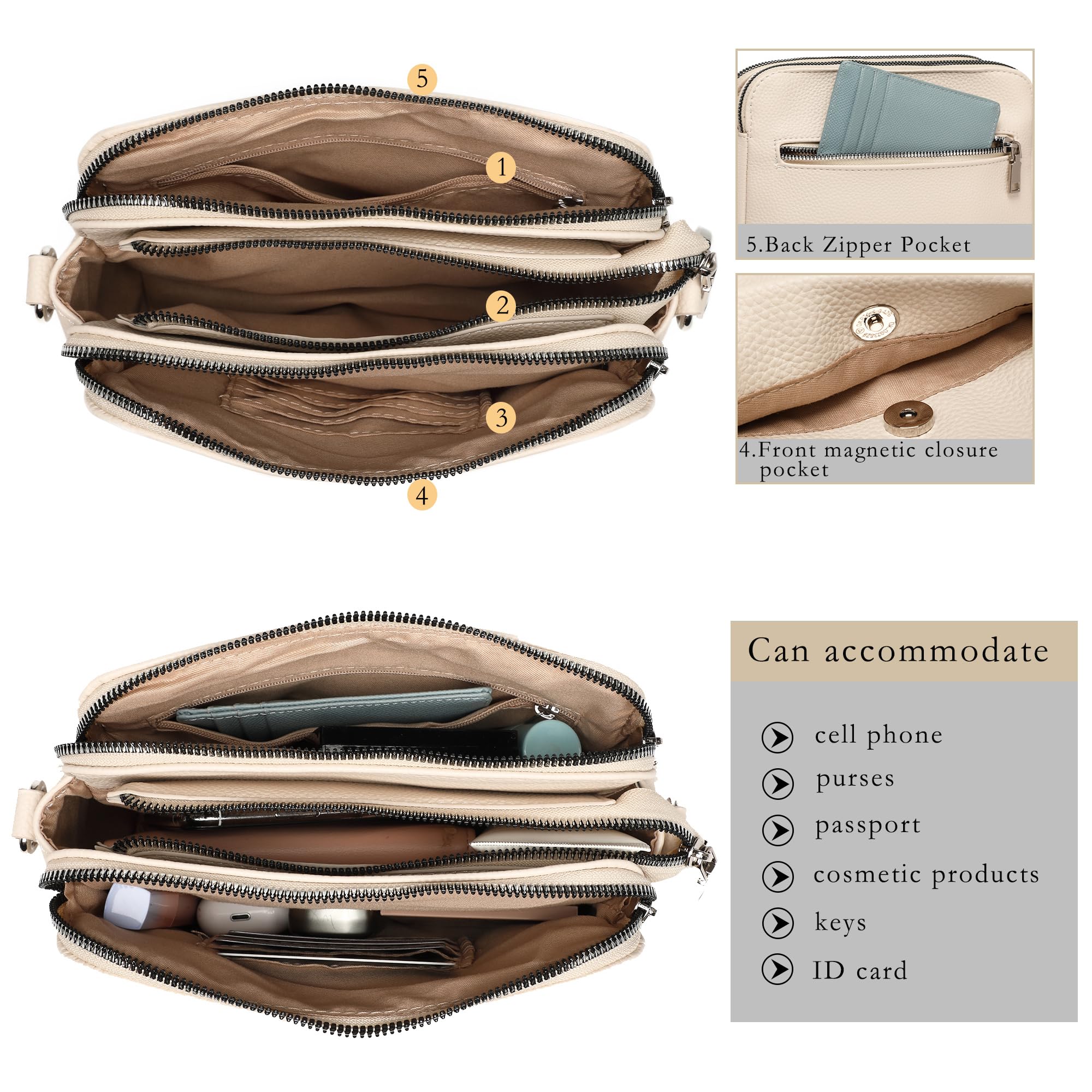 Makukke Borse a Tracolla Donna, Portamonete Donna Designe Borsa a Tracolla in Pelle PU Piccola Borsa Portafoglio con Slot per Carte 2 Tracolla Regolabi