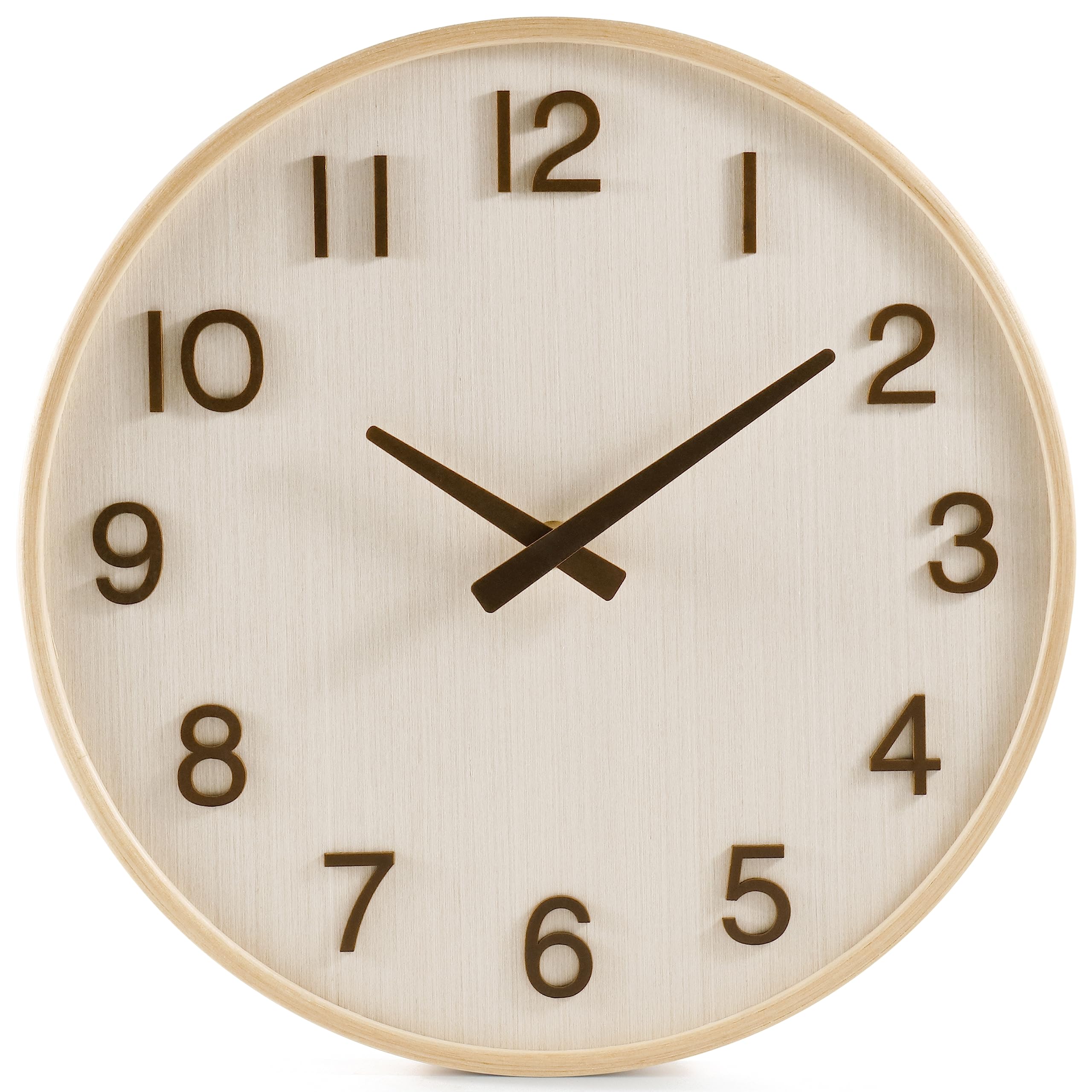 WONZOM Reloj de pared moderno, accesorios de cocina de madera de 12 pulgadas y decoración, funciona con pilas, relojes silenciosos decorativos para sala de estar, dormitorio, baño, oficina, color