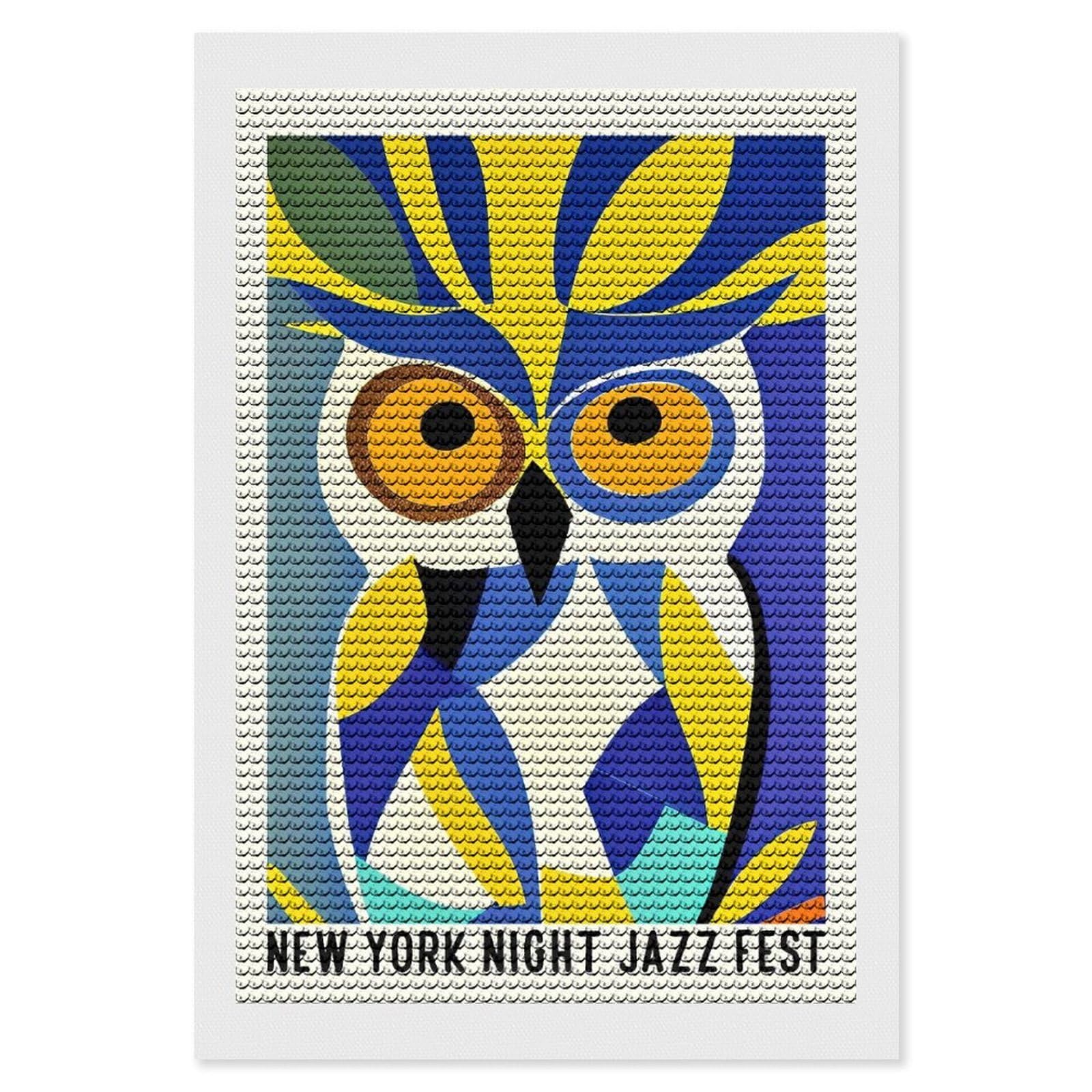 Junmoney New York Night Jazz Fest DIY Diamond Art Canvas Kit 8"x12", Christmas Gift, for Family Craft Time, Leisure Activity, Home Wall Art