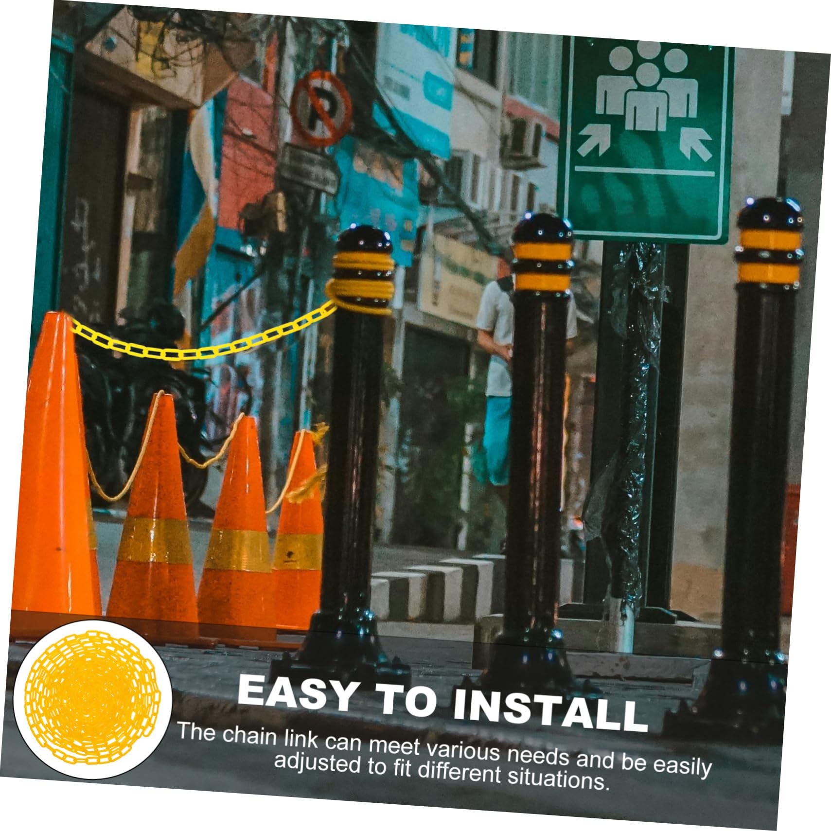 OSOLADY Chain Warning Protection Stanchion Chain Barricade Chain Delineator Post Chain Parking Space Chains Construction Chain Caution Security Chain Link Crowd Control Chain Abs Yellow