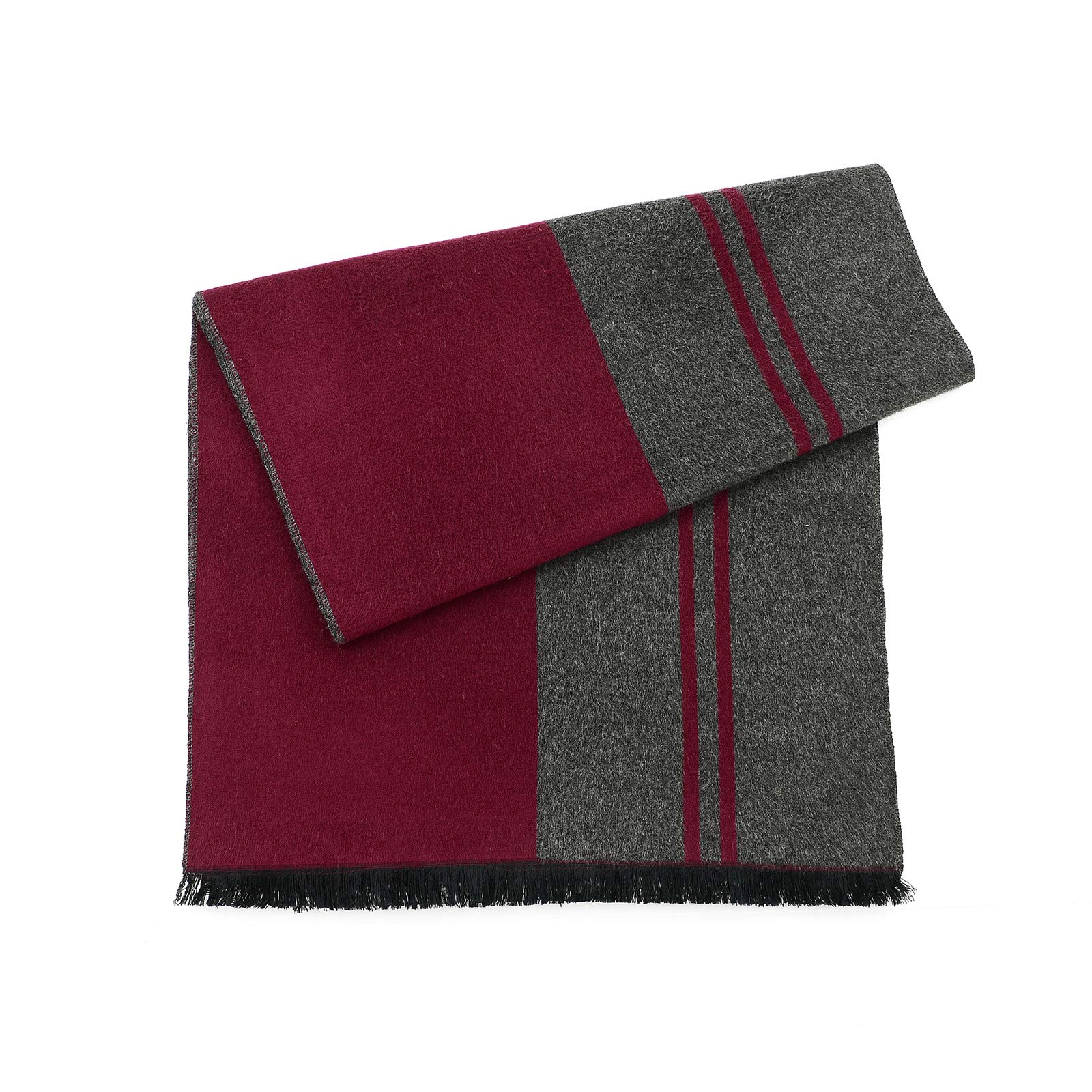 Bufanda cálida de cachemira para hombre de invierno para hombre bufanda de borla de tela escocesa para hombre suave y largo algodón bufandas - Rojo - talla única