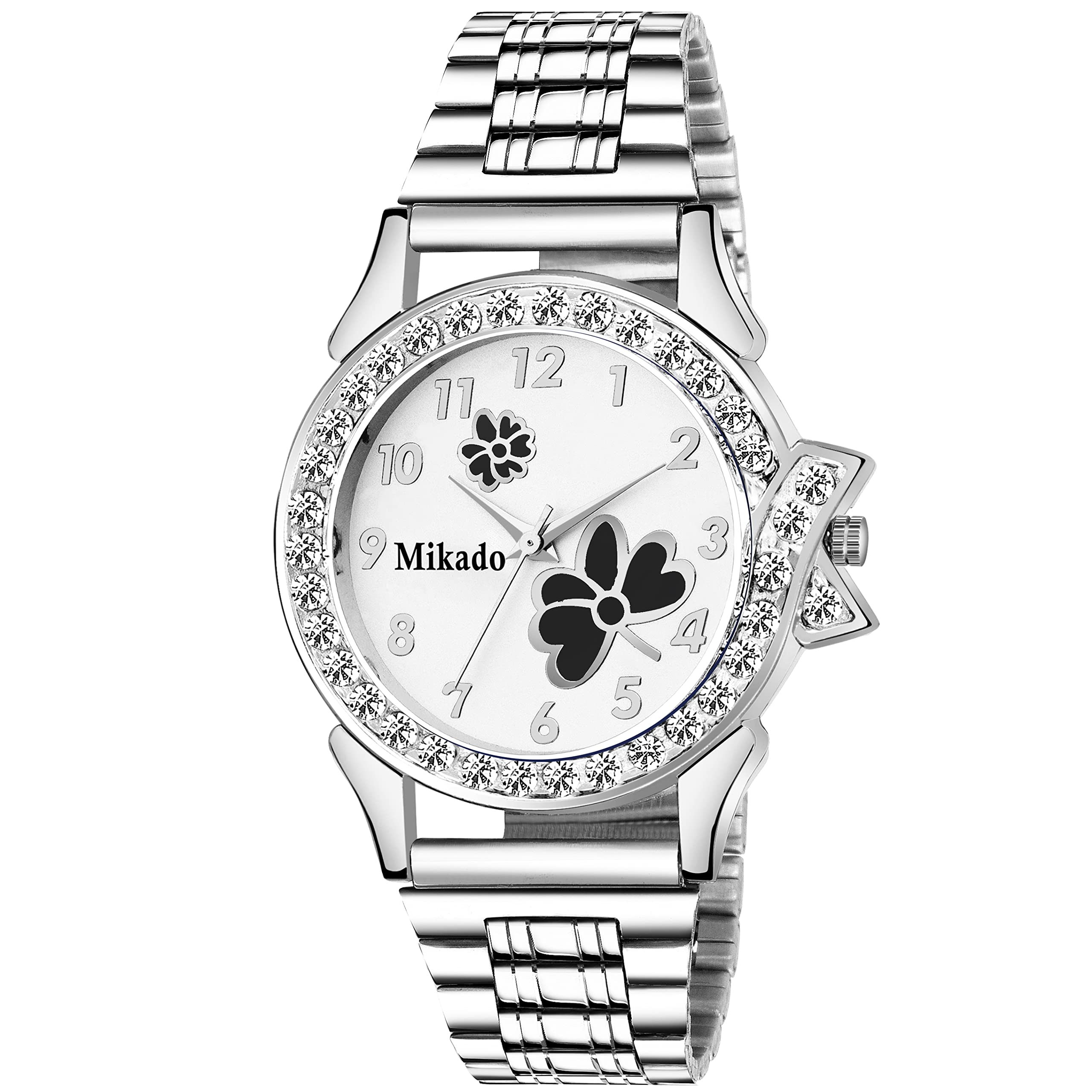 Mikado Black Flower Stainless Steel Chain Watch for Women (B0B71Q59RL) Amazon Price History, Amazon Price Tracker
