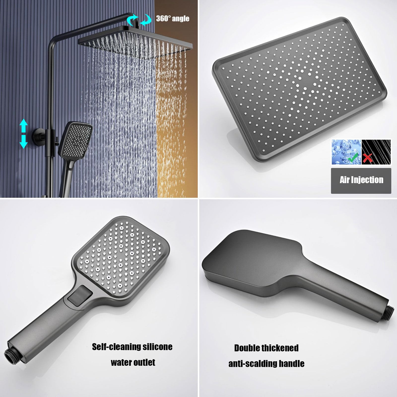 Ceiling Mount Thermostatic Shower System Concealed Rain Shower Mixer