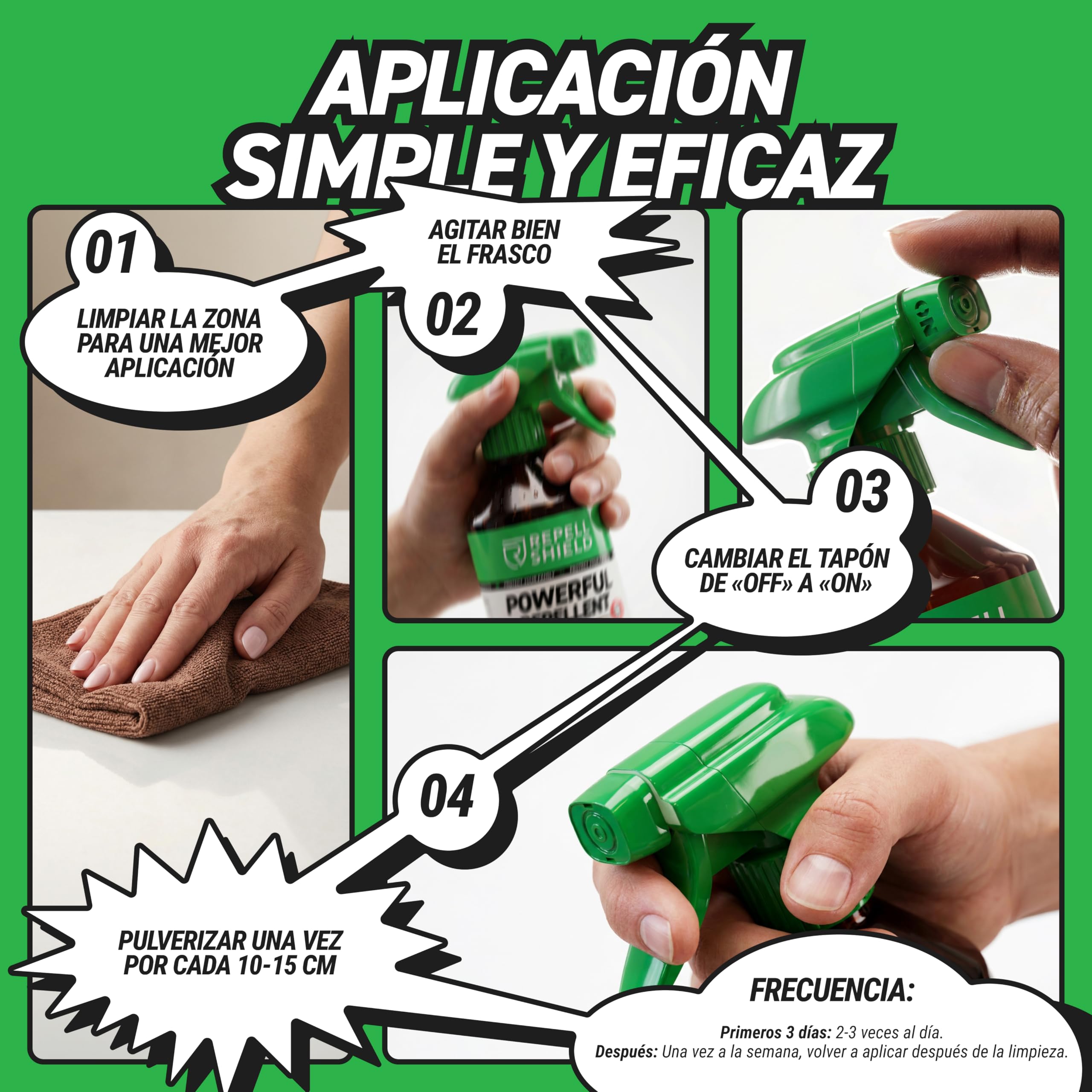 RepellShield® Spray Repelente Arañas Natural -250ml- Anti Arañas Casa con Geraniol y Aceite Esencial de Menta - Uso Interior y Exterior - Seguro para Hogar, Mascotas, Jardín - Fácil de Usar, No Mancha