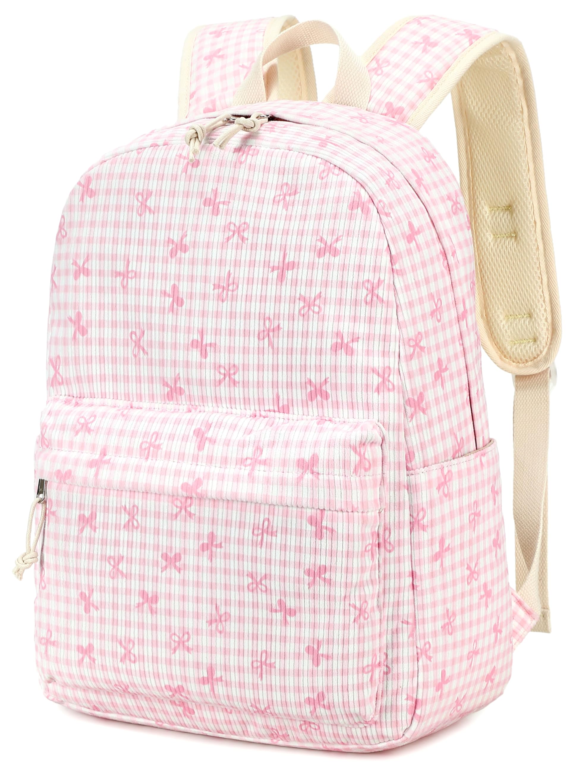 LEDAOU School Backpack for Girls Ages 5-10, 16 Inch Pink Checkered Kids Bookbag