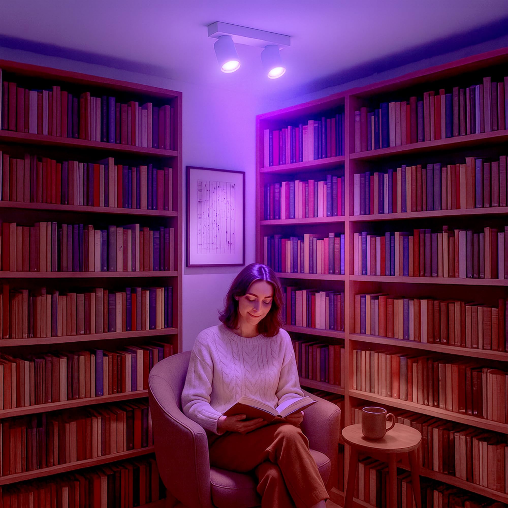 SSC-LUXon NUVIO Deckenstrahler 2-flammig weiß Smart GU10 LED WLAN RGBW App | Zweiflammiger Spotbalken weiß - per App & Alexa steuerbar, RGB-Farblicht, Köpfe schwenkbar für Wohnzimmer & Küche, ohne Hub