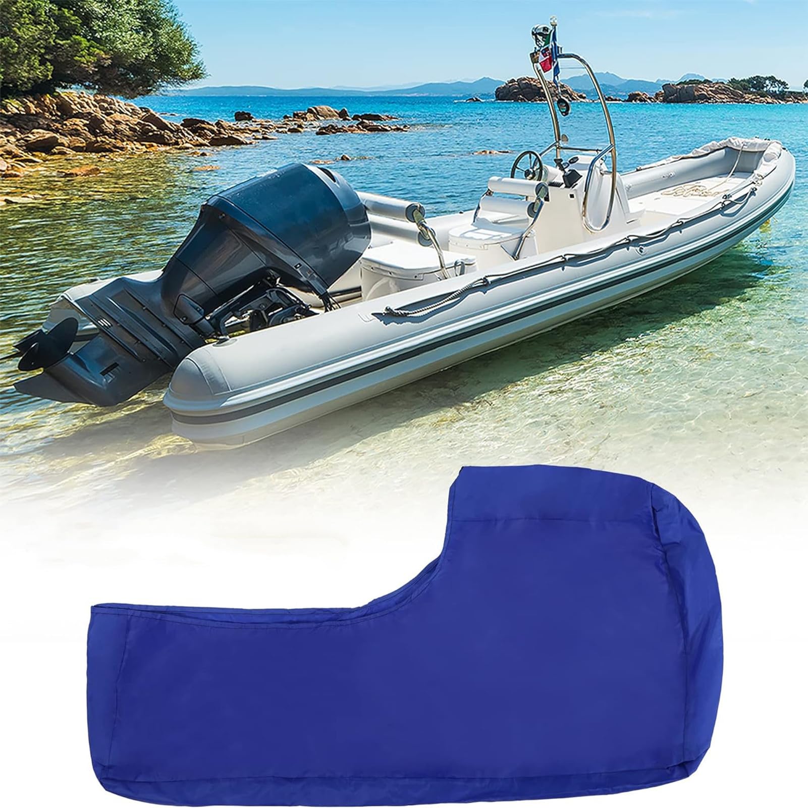 Funda Motor Fueraborda, 420d Impermeable Tela Oxford Fundas Protectora de Fuera de Borda para Motor de Barco Fuera Cubierta para Motor Fueraborda