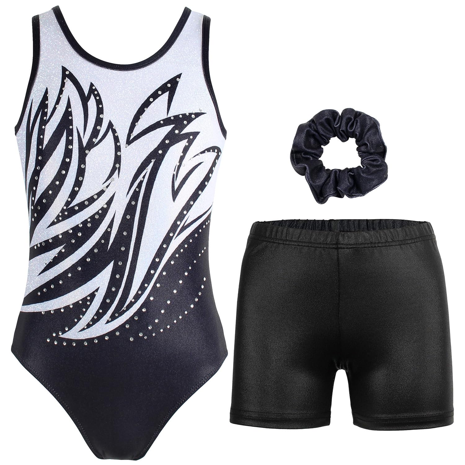 JOYSTREAM Gymnastics Leotards for Girls with Shorts Sparkly Ballet Dance Activewear