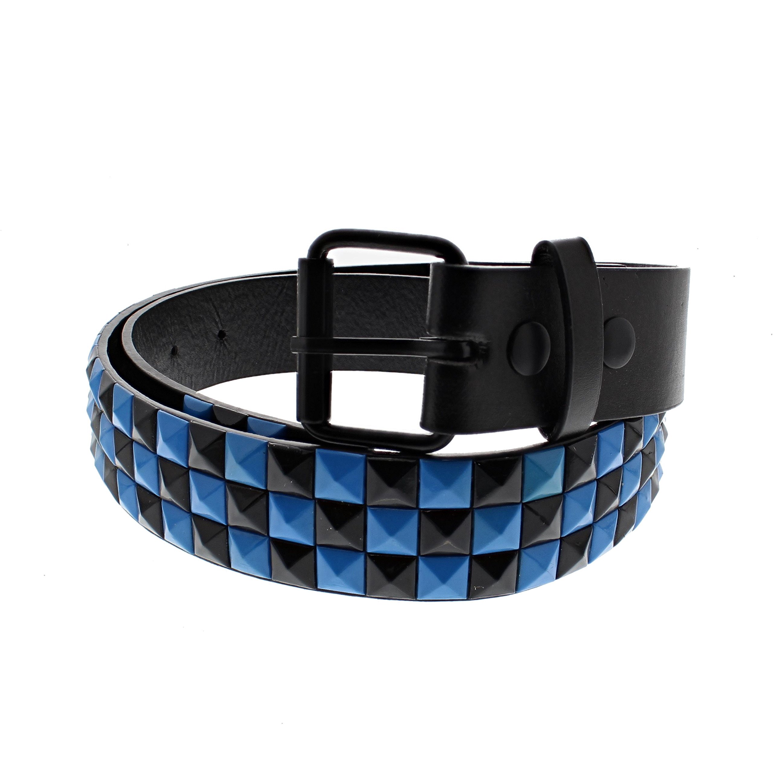 Zac's Alter Ego Bicolour Chessboard 3 Row Pyramid Studded Belt