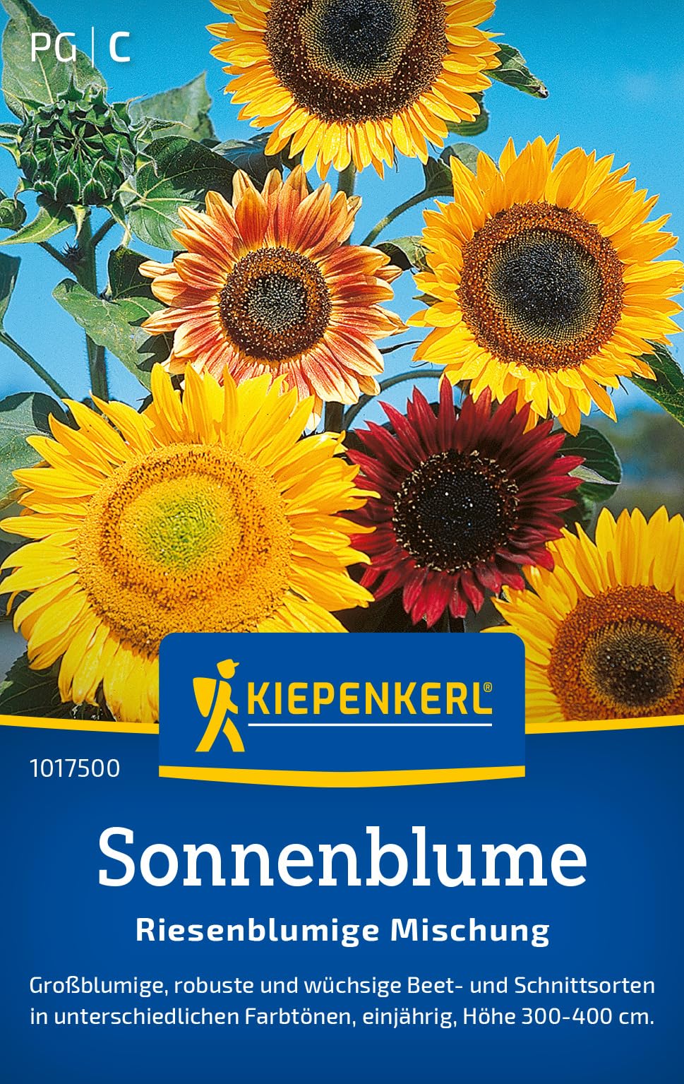 Kiepenkerl Sonnenblumensamen Riesenblumige Mischung 1017500 - Prächtige Farben für kreative Gartengestaltung, ideal als Sichtschutz, Blumensamen für 30 Pflanzen