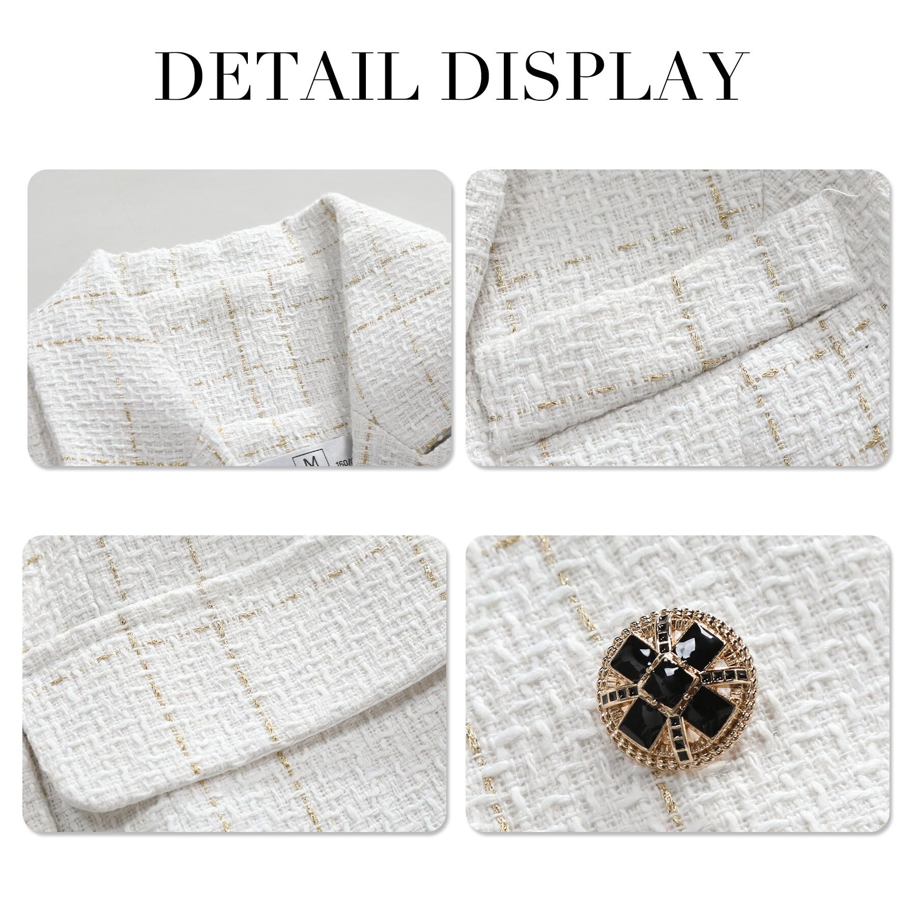 YYNUDA Abito da donna blazer tweed elegante blazer giacca plaid casual a maniche lunghe da donna giacca per ufficio