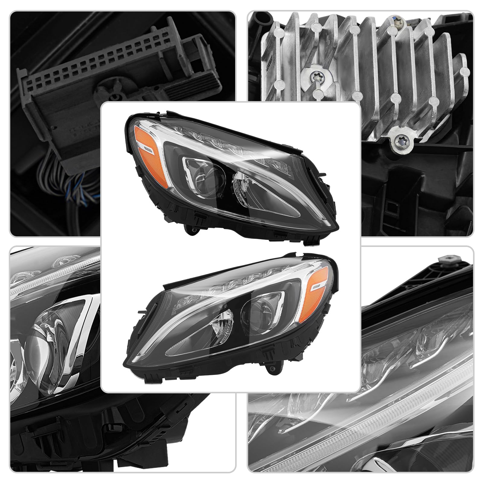 Faro LED Izquierdo Para Mercedes Benz C300 W205 Clase C (2015-2018) – Lado Conductor, Cristal Claro