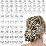 60 Pcs 4 Styles Rhinestone Crystal Twisters Spiral Set Pearl Crystal Gems Hair Pins Sticks Hair Flower Jewelry Clips Butterflies Stars Silver Coil for Bridal Wedding Party Special Occasion with Box