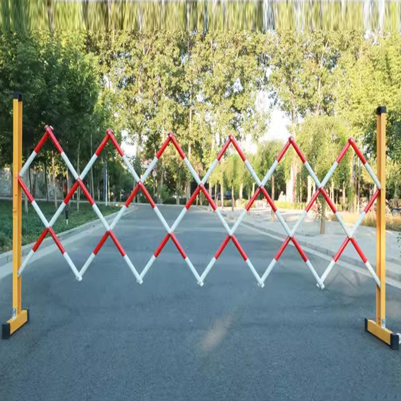 ASerZenith Expandable Mobile Barrier Traffic Fence, Retractable Traffic Fence Folding Mobile Safety Barrier Industrial Expandable Metal Barricade With Casters,Red-1.2X2M