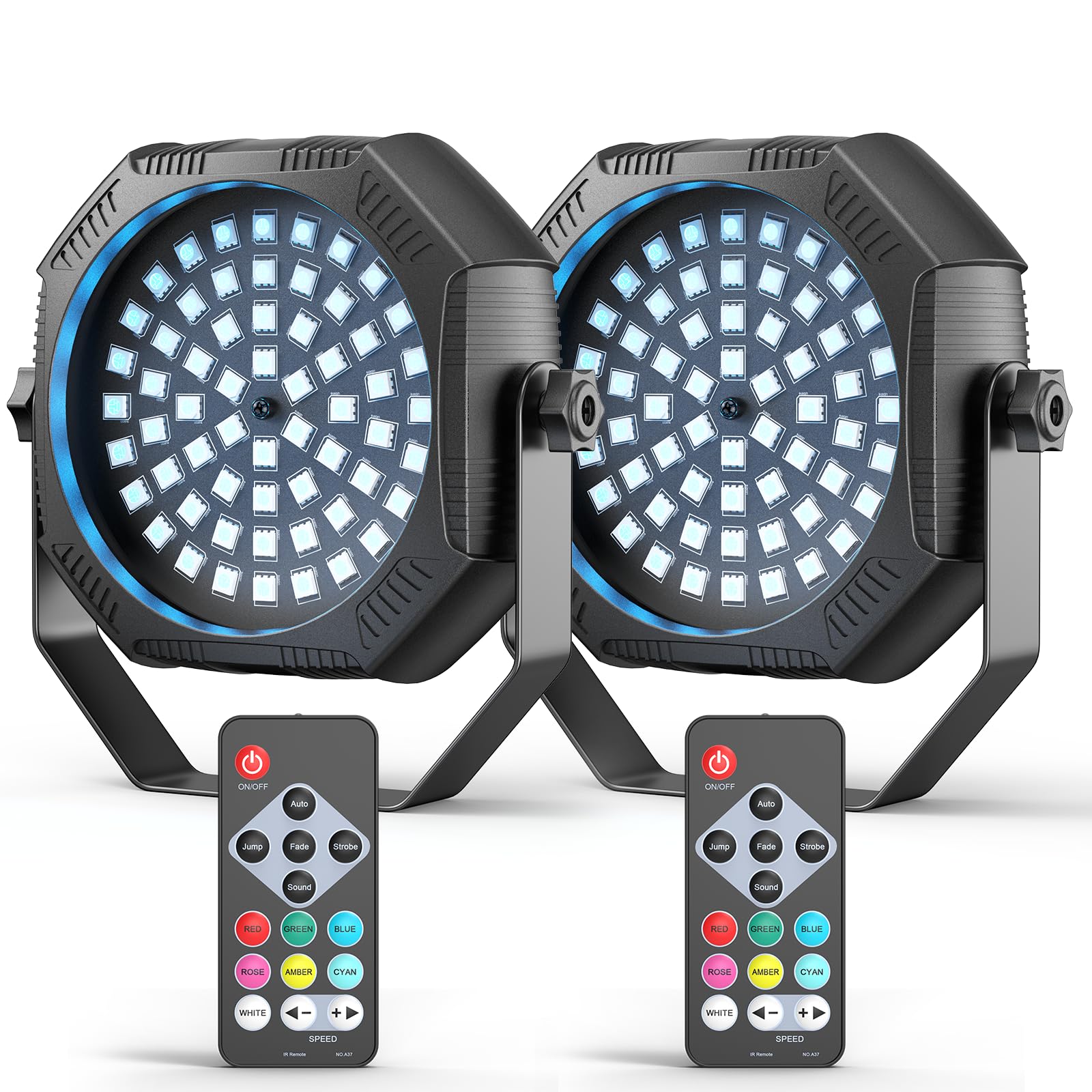 Photo 1 of DazzlingStage Rechargeable Strobe Light, 60 LED RGB Mini Flashing Light, 30W Battery Powered Strobe with Remote & Sound- Activated Control Mode, Flash Lights for Party Home Halloween Bars, 2 Pack