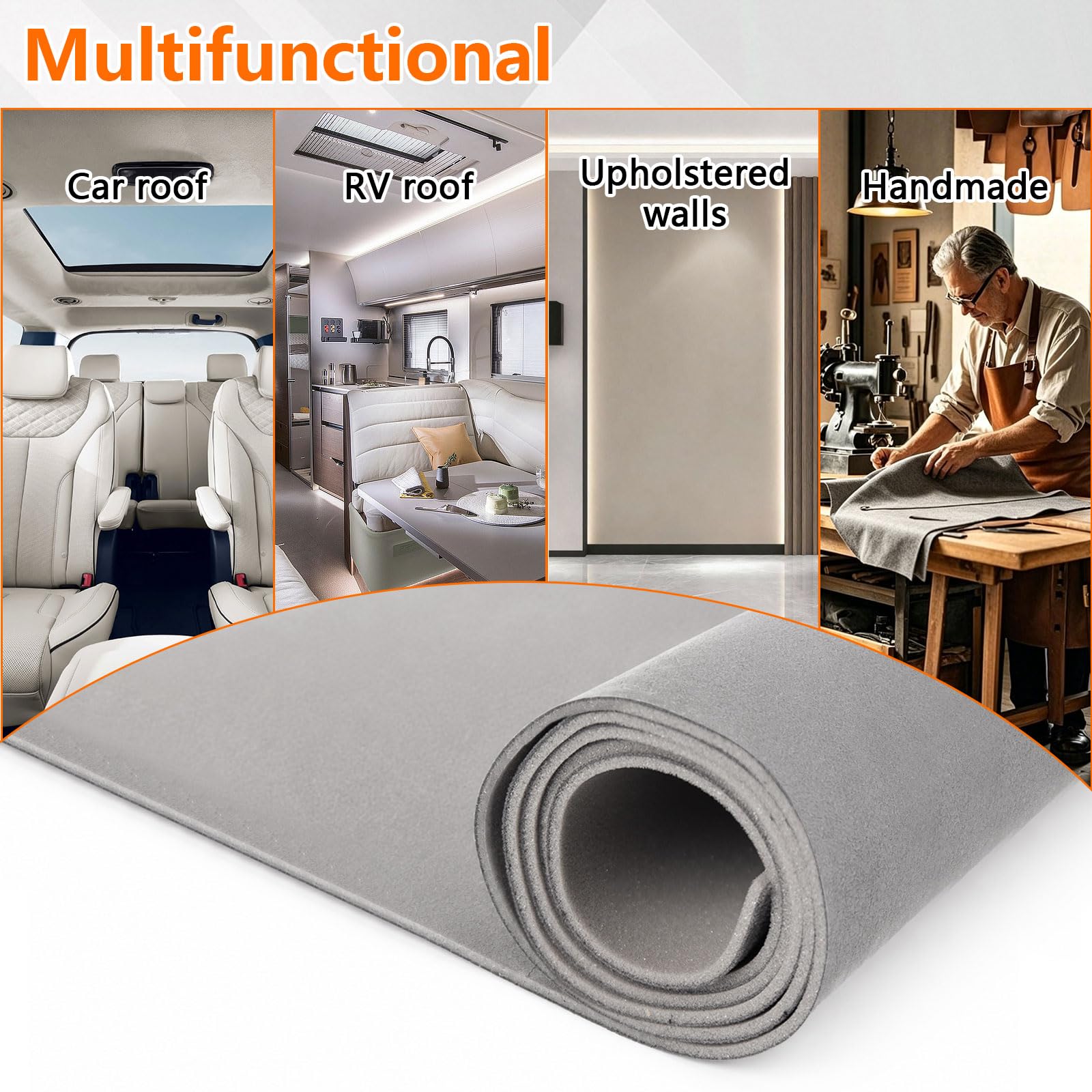 Tela de ante para techo de coche, tela de ante con respaldo de espuma de 3 mm, tipo malla de punto plano, material de repuesto interior para reparación de techo de coche/camión/SUV/RV, material de