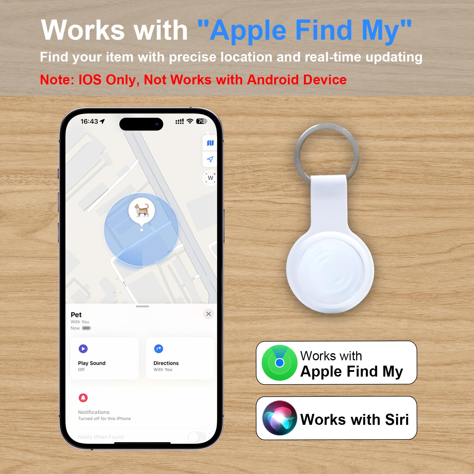 Lot de 4 localisateurs de clés, localisateur d'articles, fonctionne avec Apple Find My (iOS uniquement), étanchéité IP66, protection de la vie privée, mode perdu, localisateur de téléphone, pour sac,
