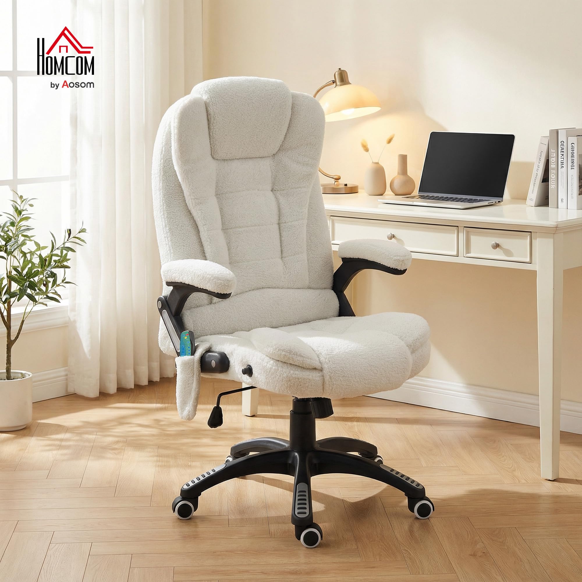 Vinsetto Fauteuil de Bureau Massant et Chauffant 67x74x116cm Blanc