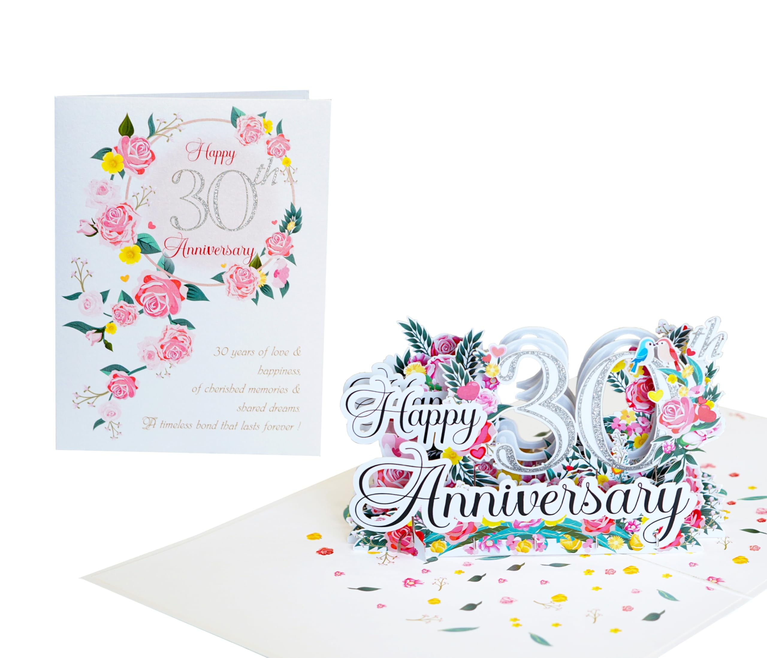 PQ Bees Happy 30th Anniversary Cards, Wedding Anniversary Card to Husband, Happy Anniversary Pop Up for Couple Husband Wife Him Her Parent (Size 8x6