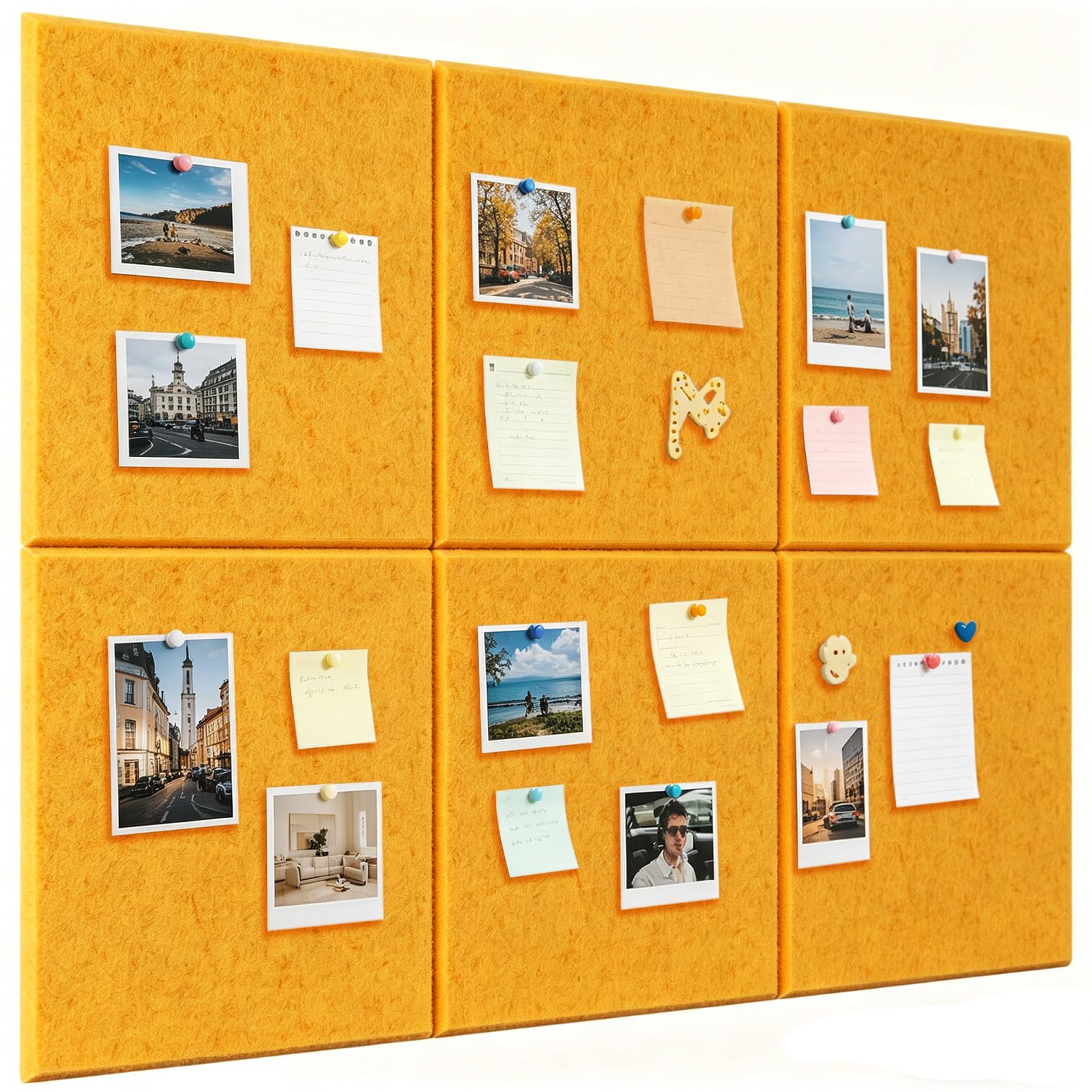 Modern Felt Notice Board, 60 x 90 cm, Orange Yellow, Large Notice Board, Self-Adhesive, Pin Board, Felt Wall, Photo Wall, Felt Board, Cork Boards, Memo Board, Bulletin Board, Decoration, Children's