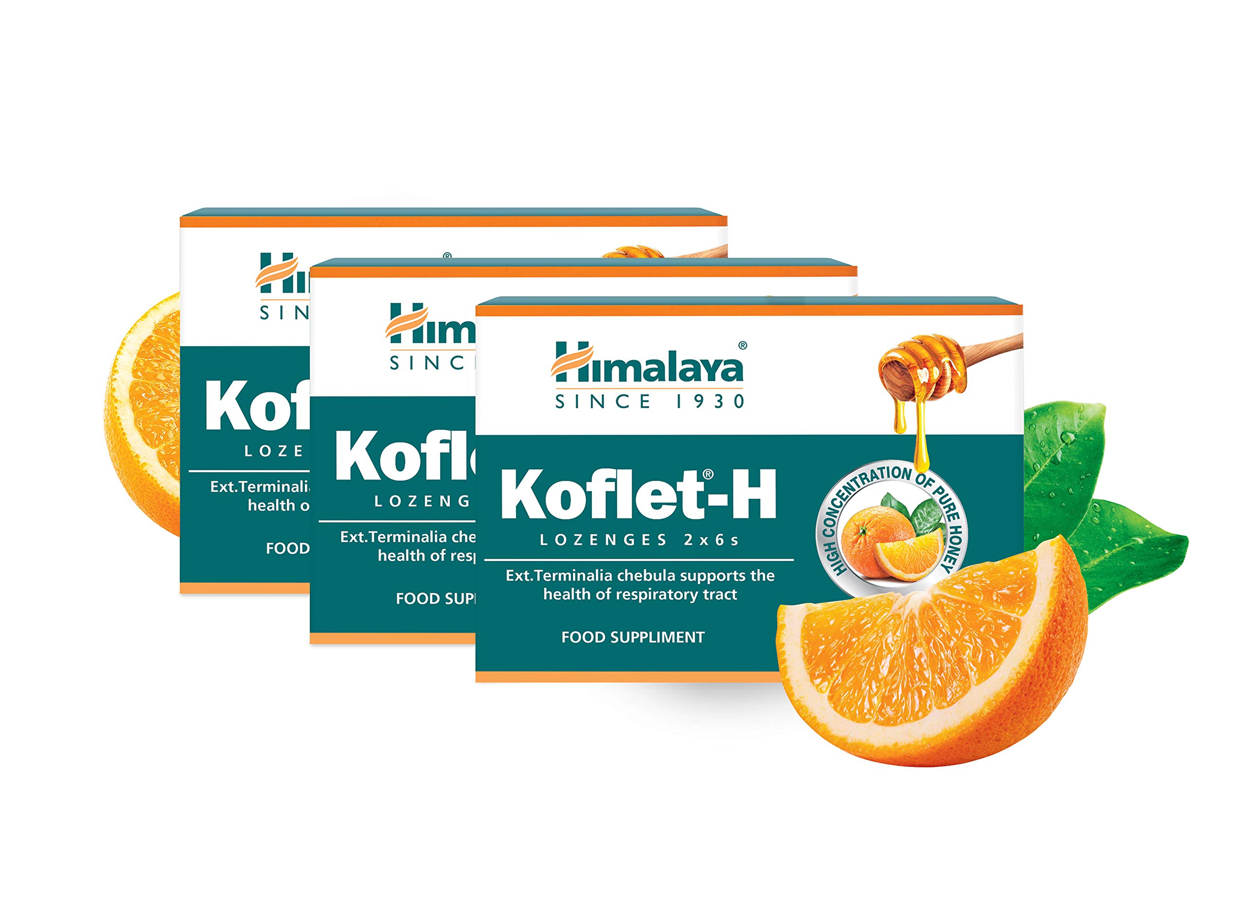 Himalaya Kvonlet-H Orange Flavor Fortified mit Honey und Essential Öls, Husten Drop 3 Rudel von 12 Lozenges