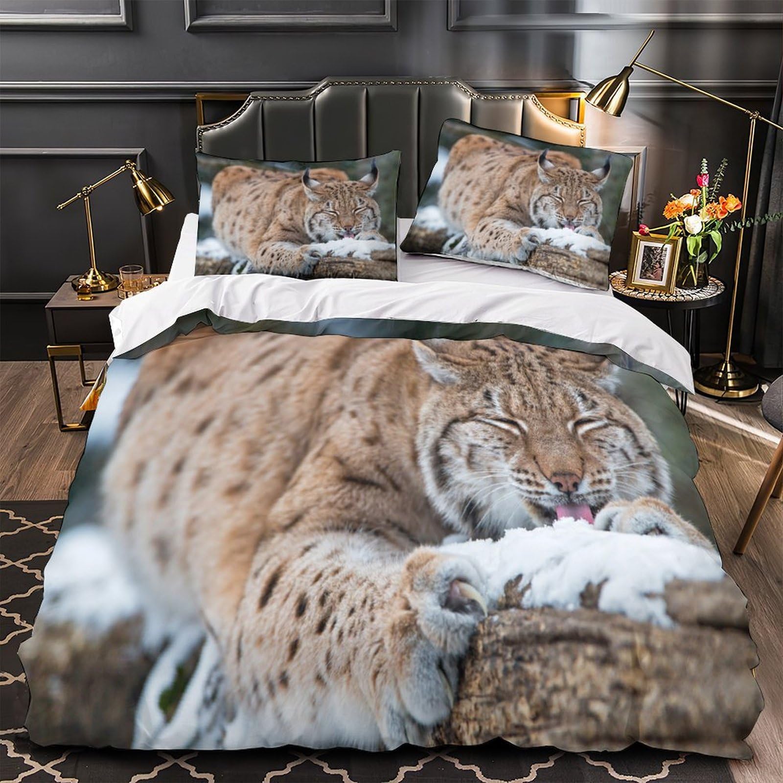 Parure de lit King de luxe : housse de couette imprimée 3D en microfibre pour chambre chic