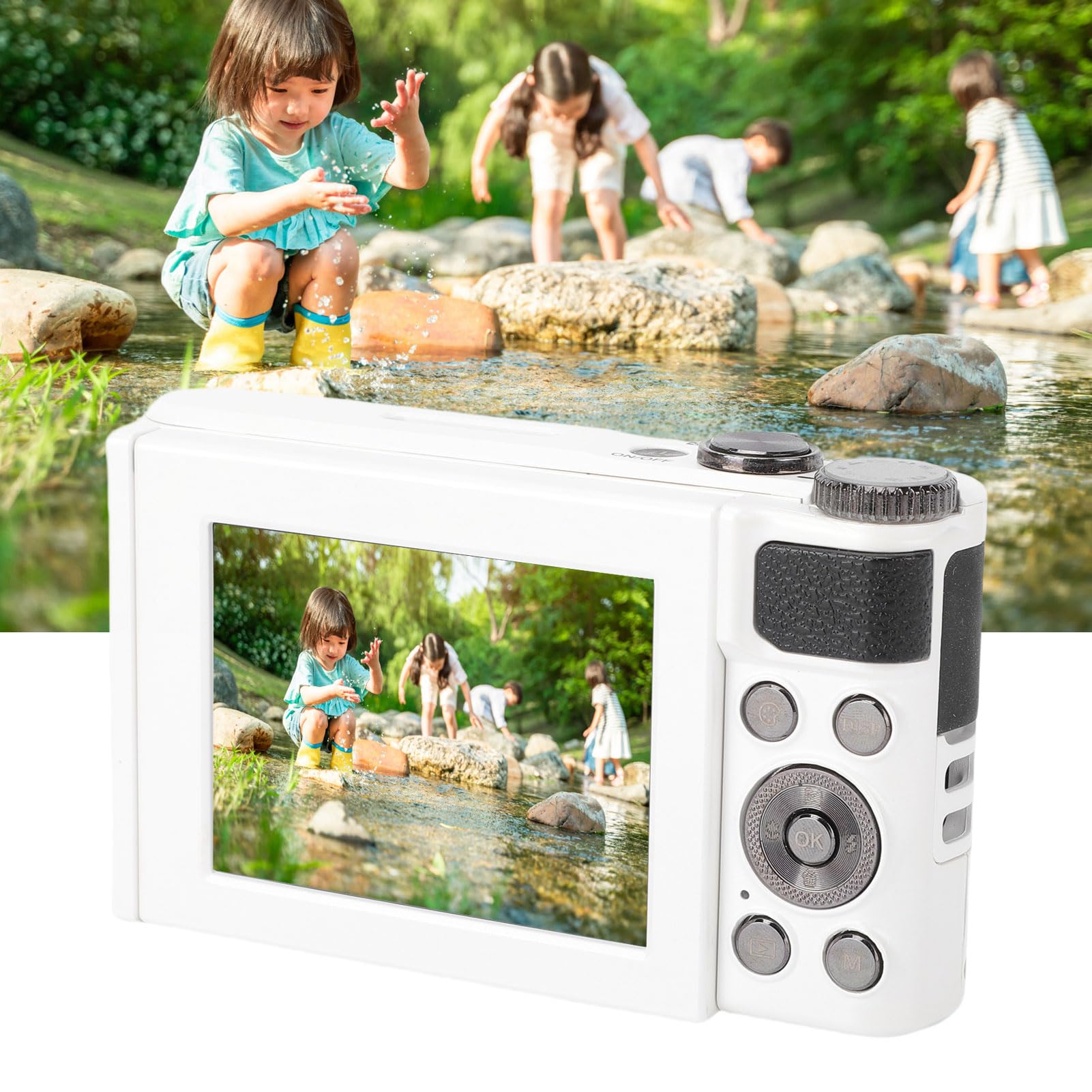 Asixxsix Cámara Digital 4K para Fotografía, Cámara Vlogging con Pantalla Abatible de 2,88 Pulgadas y Flash, Reconocimiento Facial HD de 56 MP, Zoom óptico 10x Zoom Digital 6X