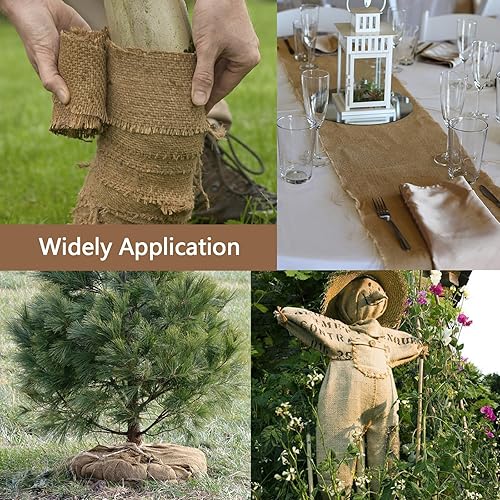 Miniatura 5 de butarfe Tela de Jardín de Arpillera de 40" x 30 Pies, Rollos de Envoltura Natural de Arpillera para Árboles, Barrera contra Malezas, Rollo de Tela