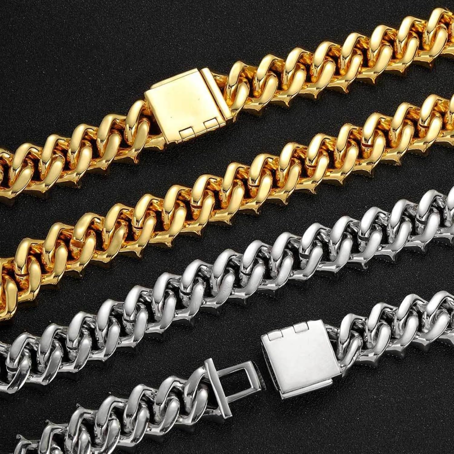 Girls jewelry Accessories Solid Thick Miami Extra Shiny Hip Hop Chain for Width 15mm Big Iced Out Men Link Necklace, Inches - Box Included Decorations