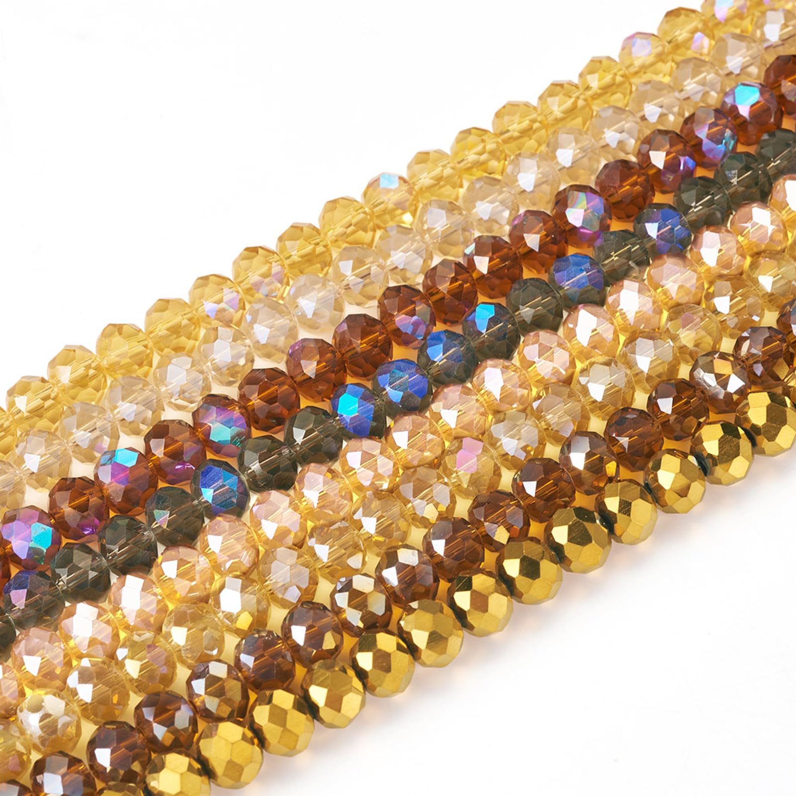 Bestewelry 8 Strands 8x6mm Rondelle Glass Bead Electroplate Faceted Crystal Glass Beads Loose Spacer Beads for Bracelets Necklace Earring Jewelry Making Bag Decoration