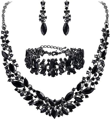 BriLove Womens Wedding Prom Jewelry Set for Bride Bridesmaid