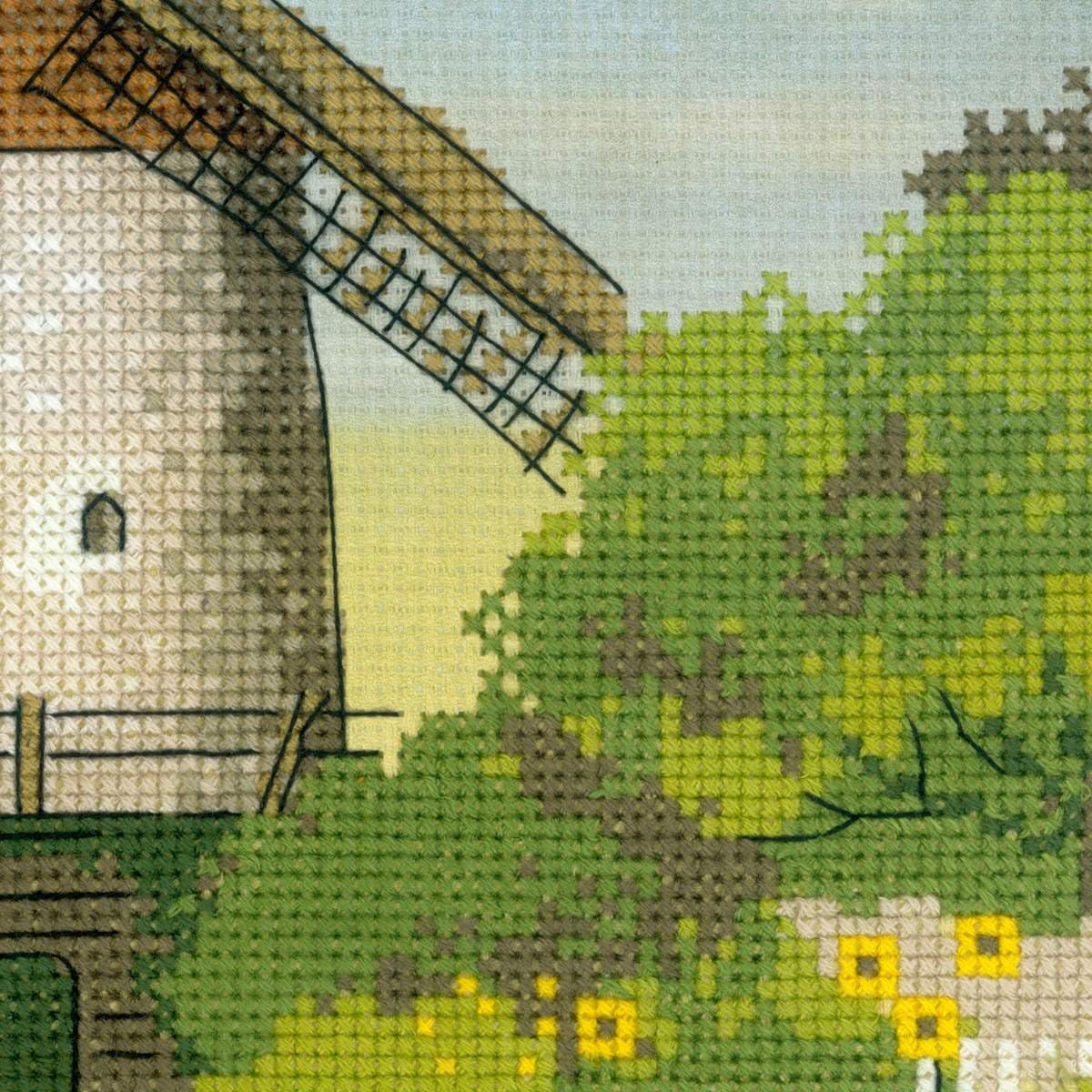 RIOLIS 0045 PT - Windmill - Counted Cross Stitch Kit 8¼" x 11¾" Zweigart 14ct. AIDA with Pre-printed Background 14 Colors