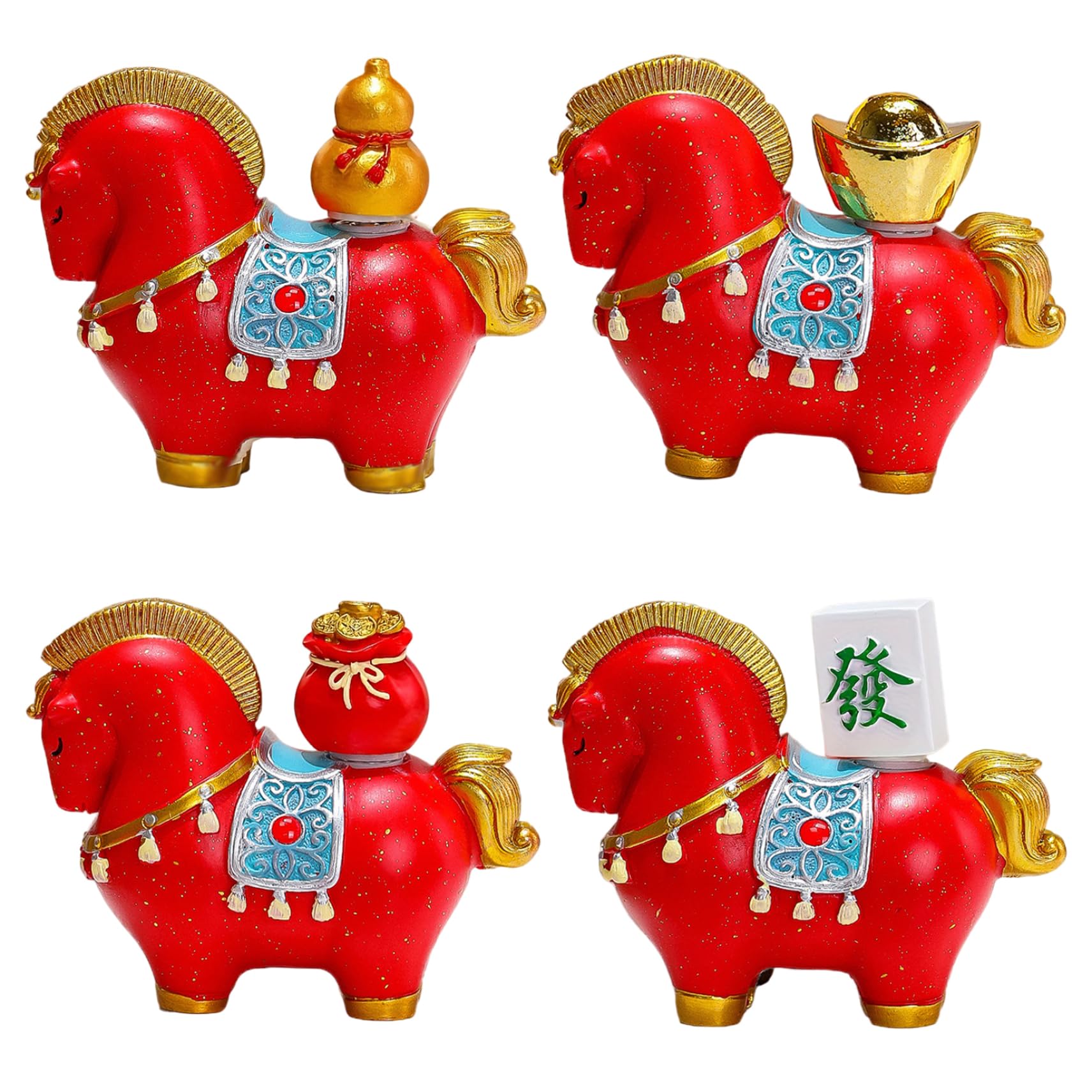Figurine de cheval rouge pour attirer la bonne chance et revitaliser l'énergie Feng Shui de la maison