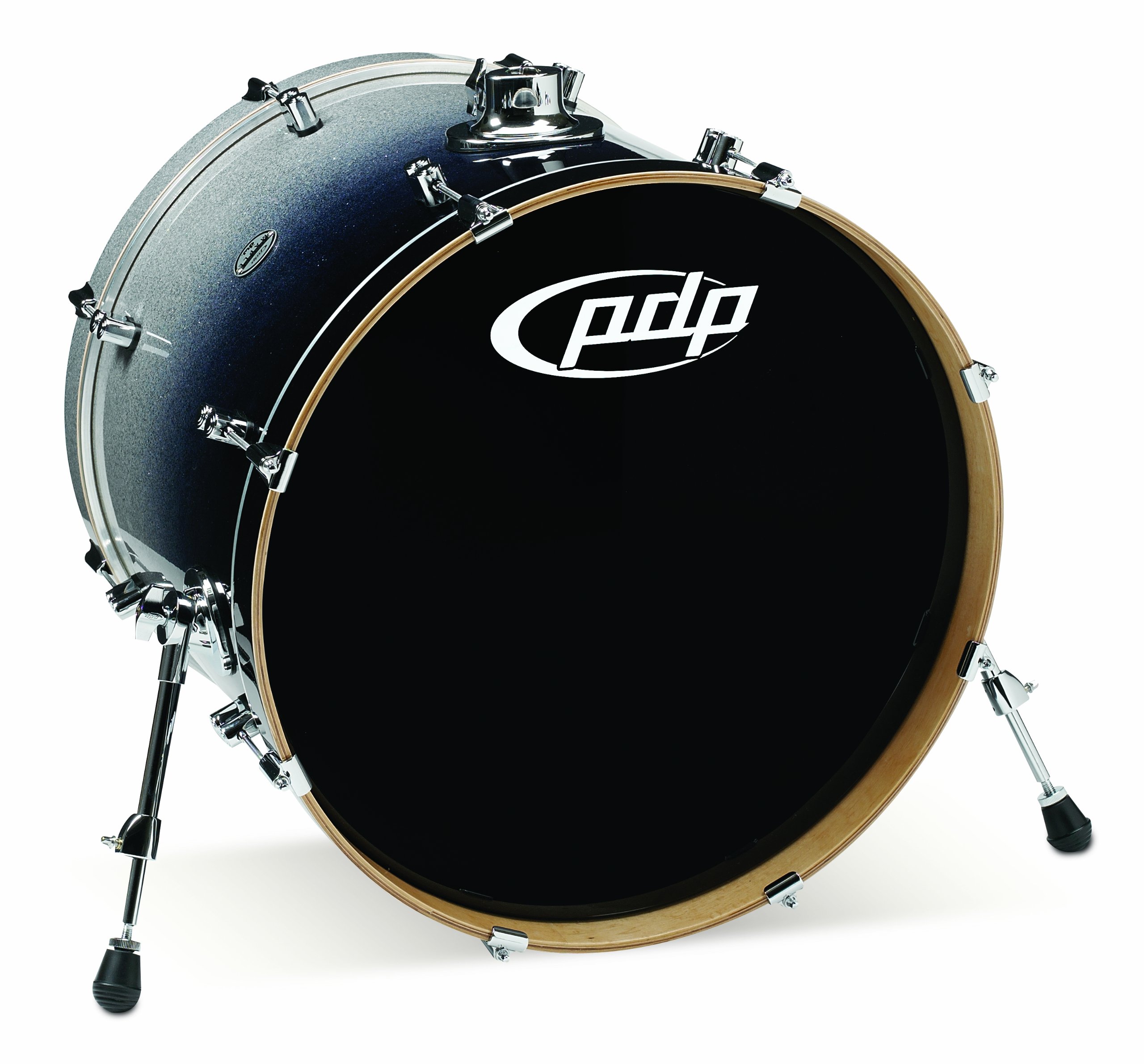 Pacific Drums Concept Maple Bass Drum, 55.9 cm x 45.7 cm, Lacado de plata a negro | Casco de arce europeo, hardware DW