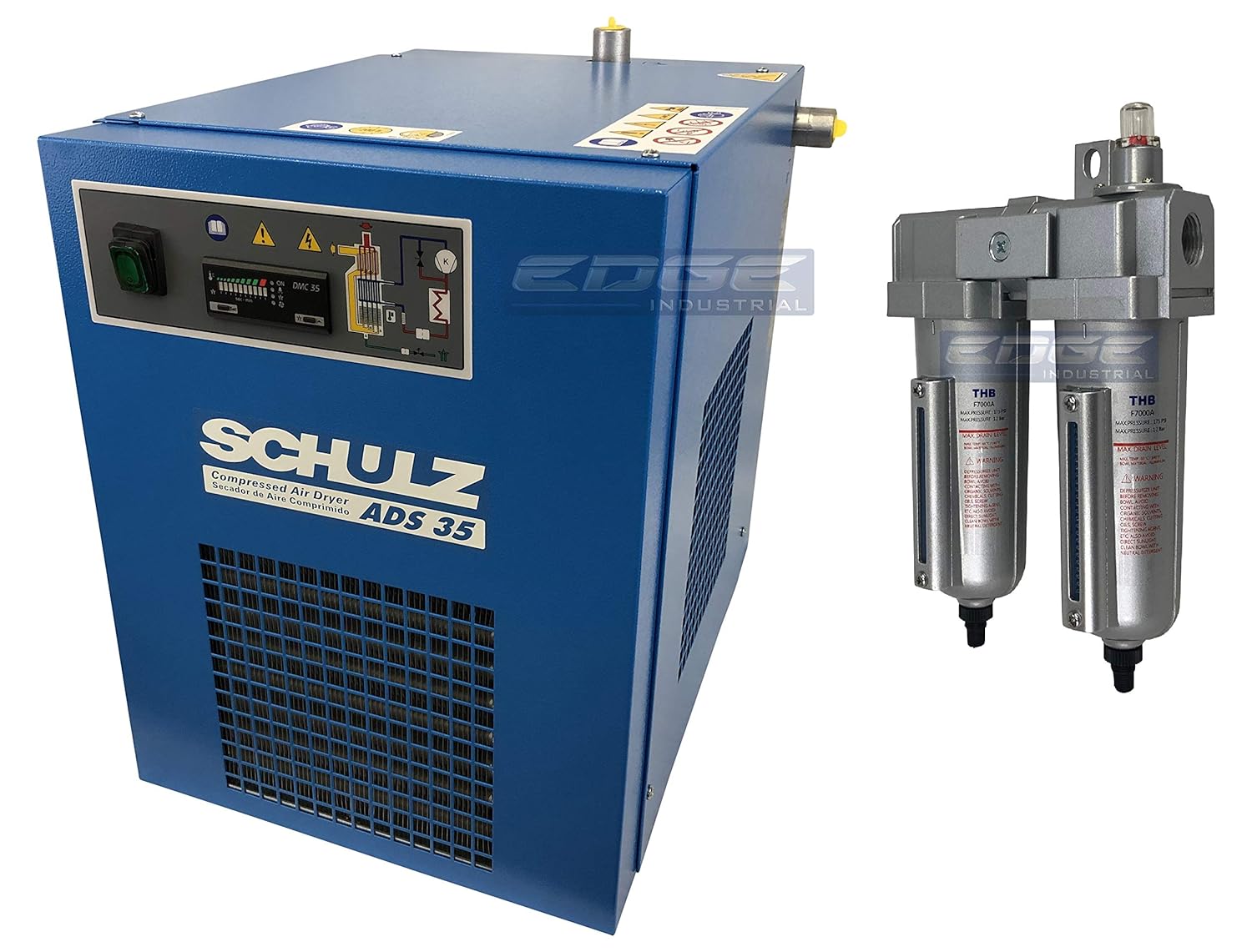 Schulz Refrigerated Air Dryer for Air Compressor, Compressed Air Systems, 35 cfm, Good for 7.5hp & 10hp Compressors (with Pre-Filter)