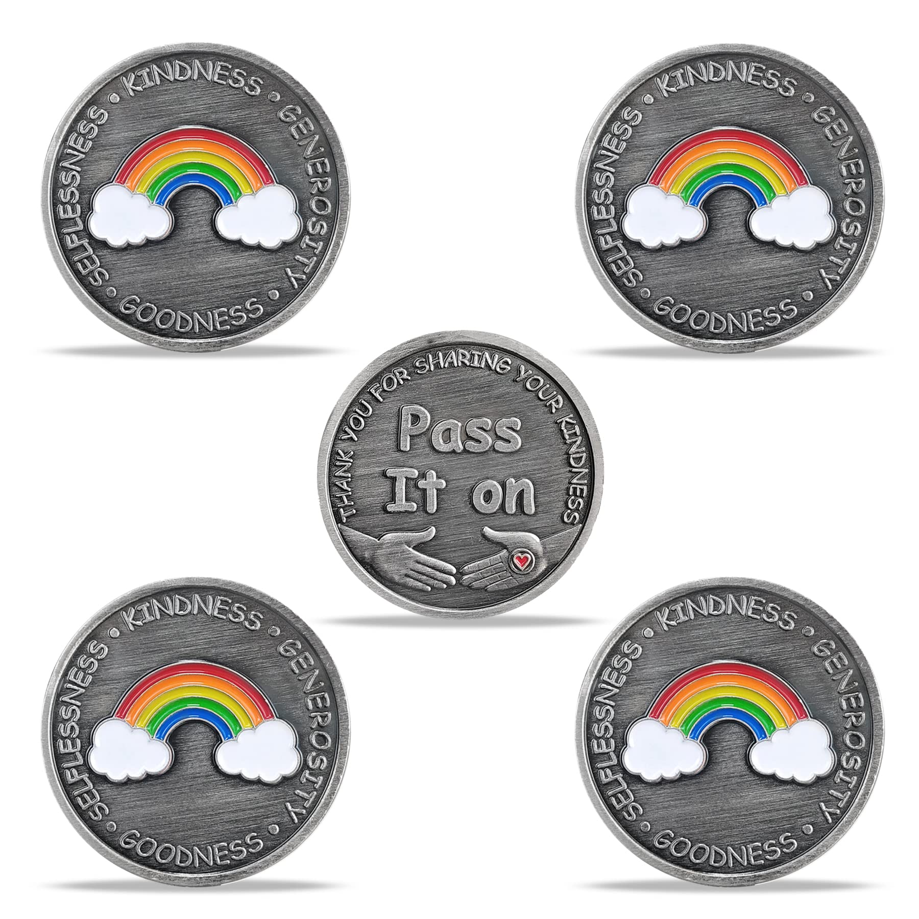 Freemasoner 5 Pcs Rainbow Kindness Token Appreciation Coin Pass It on Gift