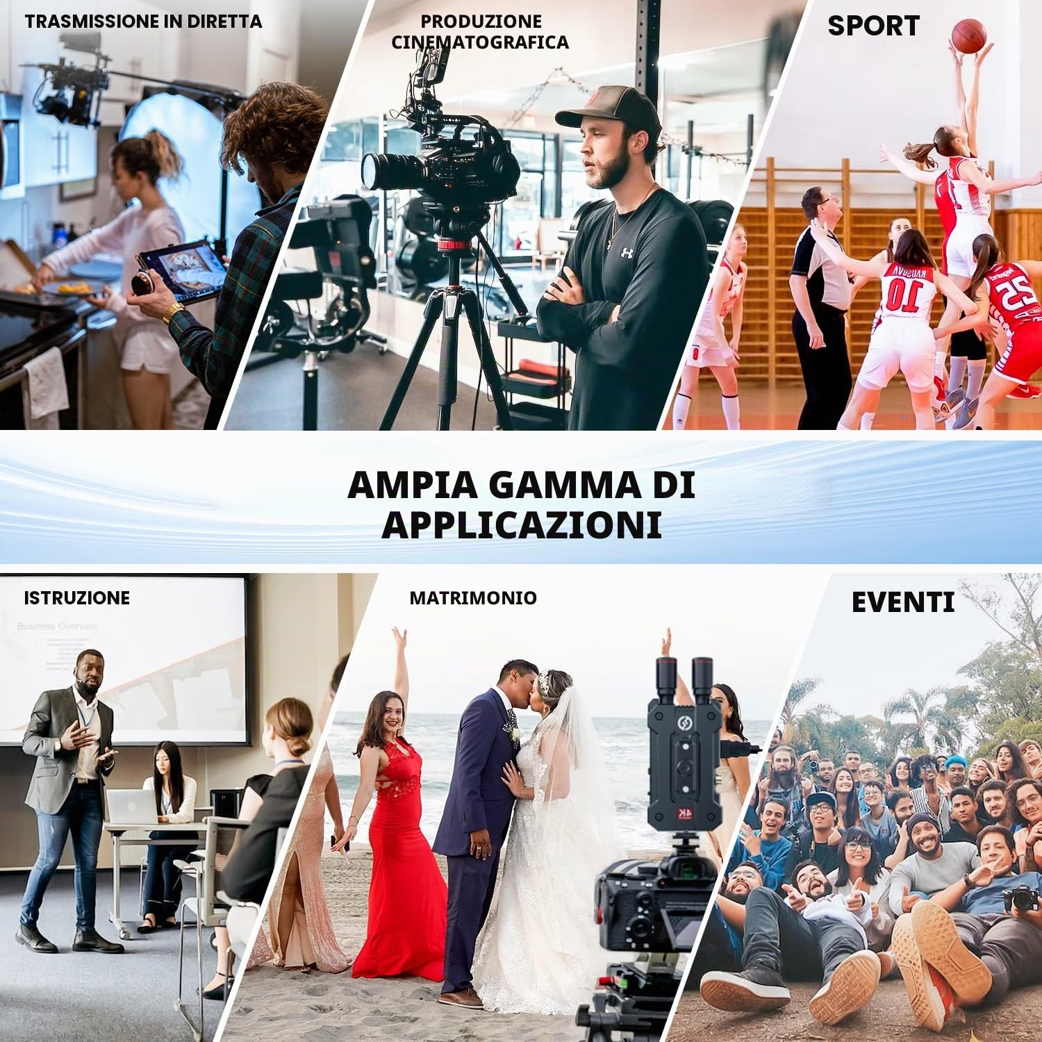 Hollyland Mars 4K [ufficiale] Sistema di Trasmissione Video Wireless 4Kp30 20Mbps SDI e HDMI 66ms Latenza Ultra Bassa 150m Portata FPS Decimale Antenne Proiettile 5G Monitoraggio con 4 APP