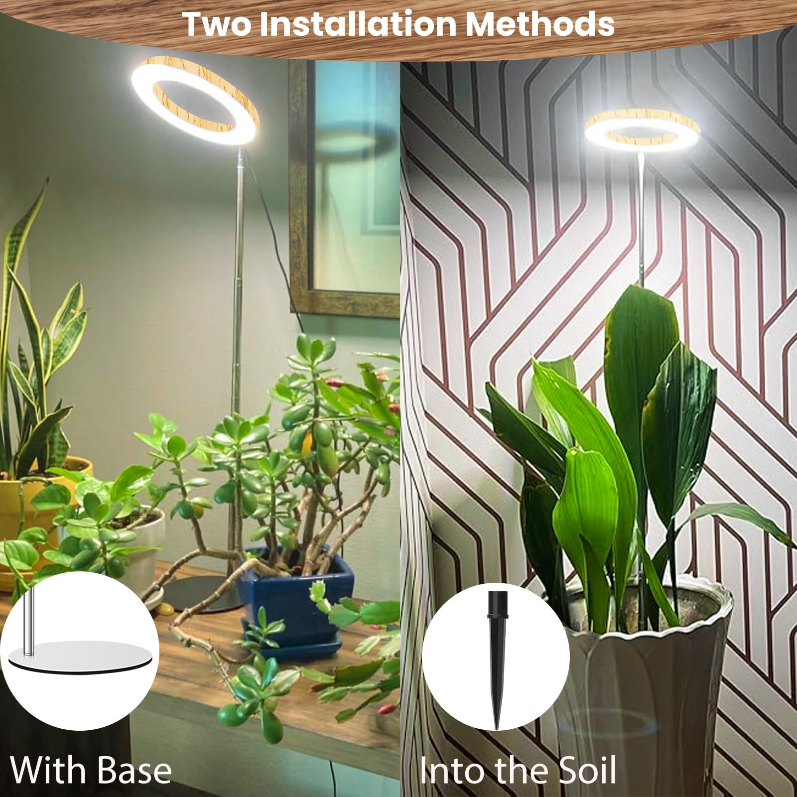 Aokrean Luz de cultivo, espectro completo, 16 cm, Halo Plant Light para