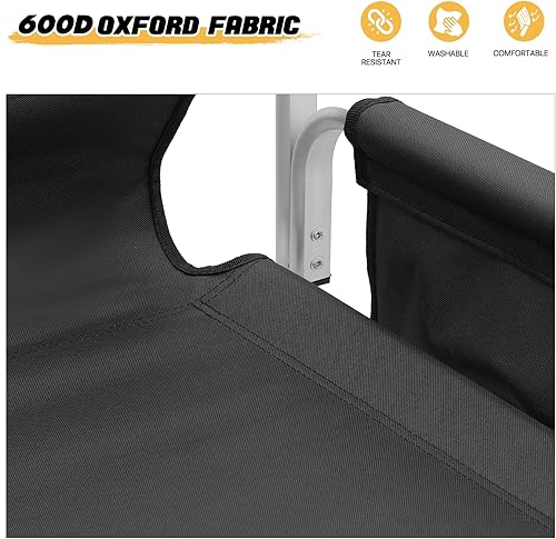 Miniatura 6 de MoNiBloom Silla alta plegable de director de 31 pulgadas, plegable, portátil, con marco de aluminio, con mesa auxiliar, portavasos y bolsillos,