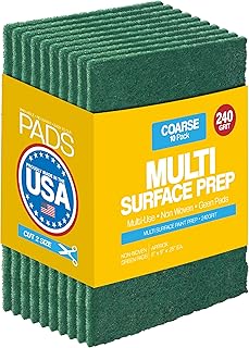6" x 9" Non-Woven Surface Prep Scuff Pads for Wood, Metal, Paint Stripping, Rust Removal, Deburring, Clean Soiled Surfaces, Coarse Abrasive Pad for Woodworking - 240 Grit - 10 Pack (Green)